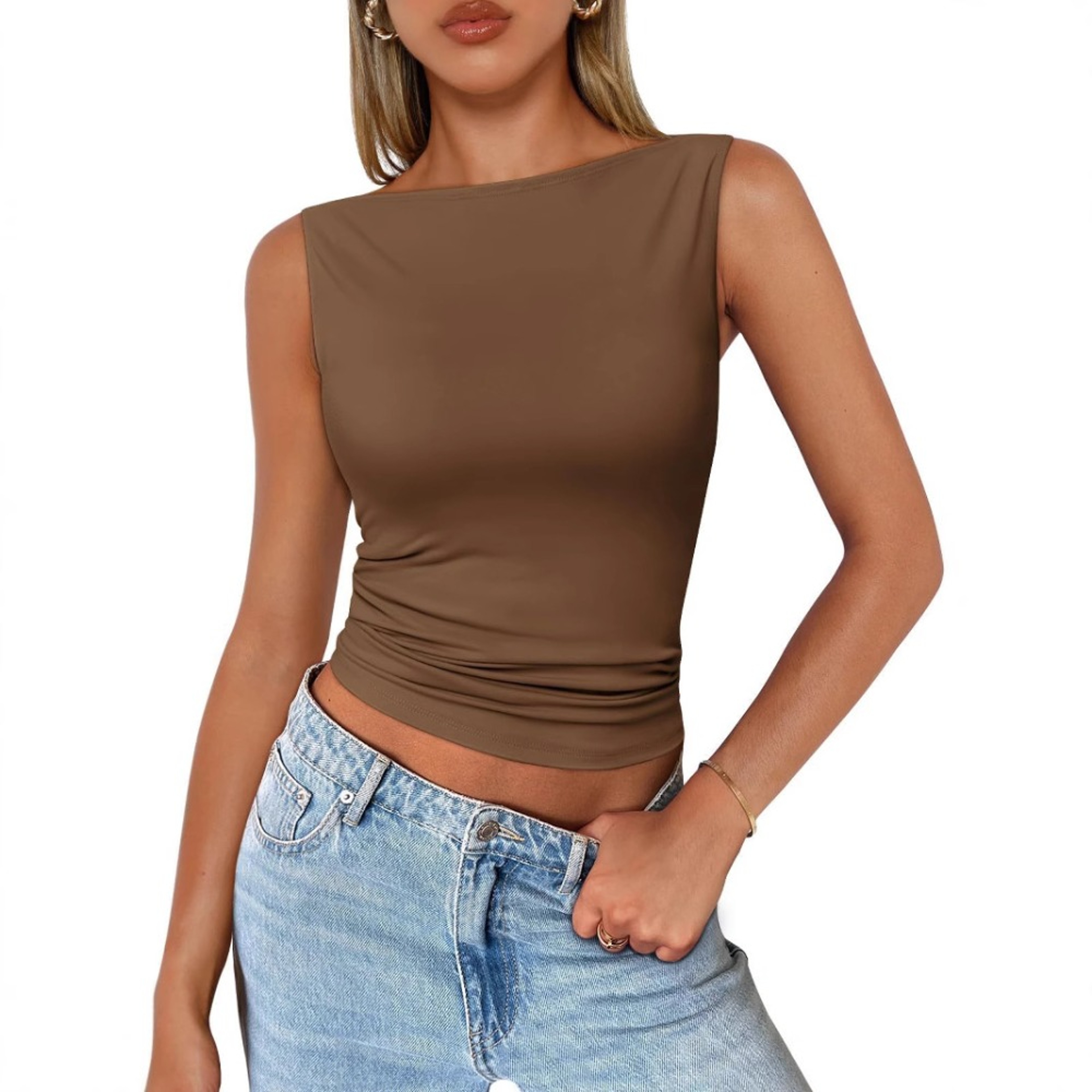 Slim Fit Sleeveless Tank Top For Women Trendy Summer Crop Vest 0
