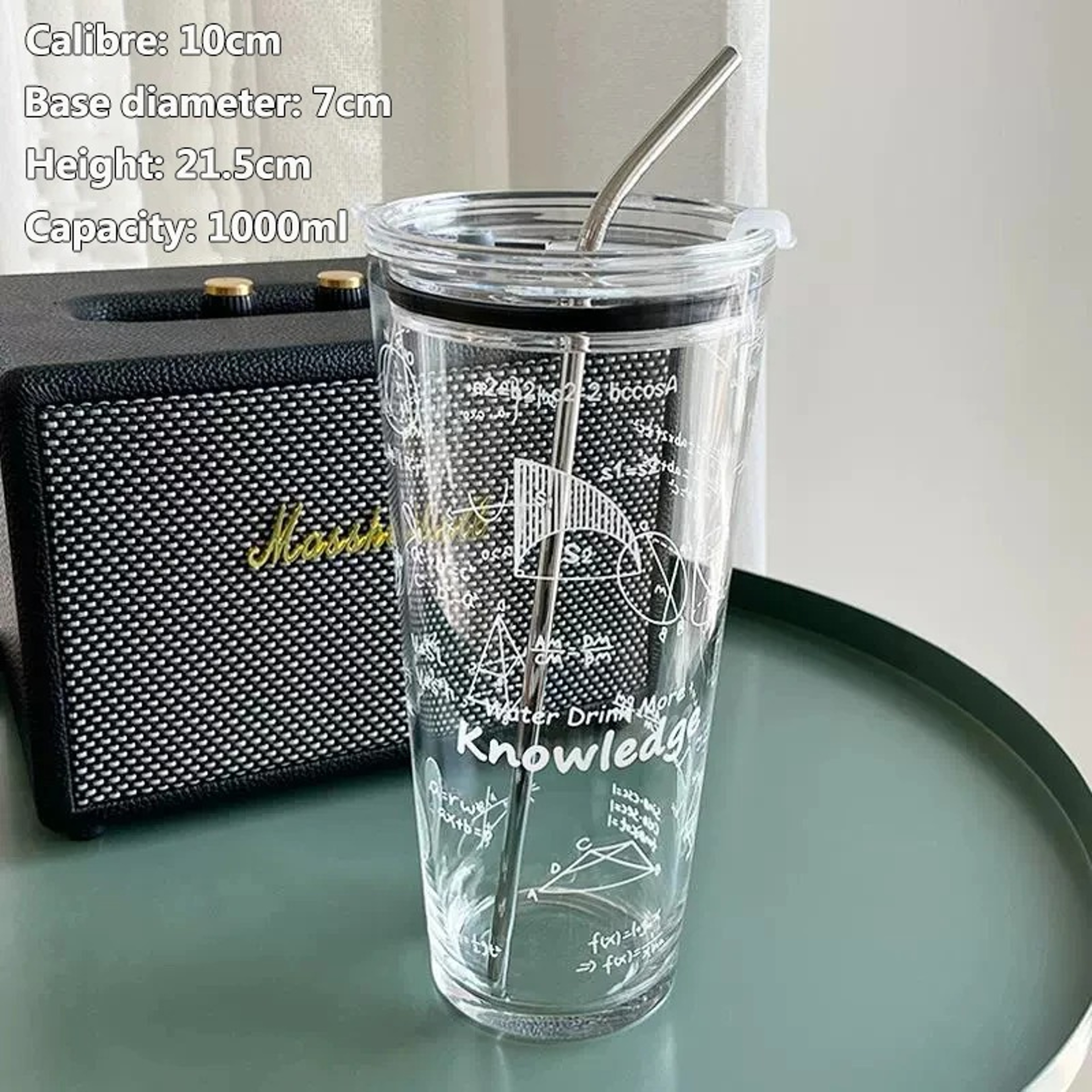 Aesthetic Glass Tumbler With Lid  Straw Large Capacity Drinking Cup 4