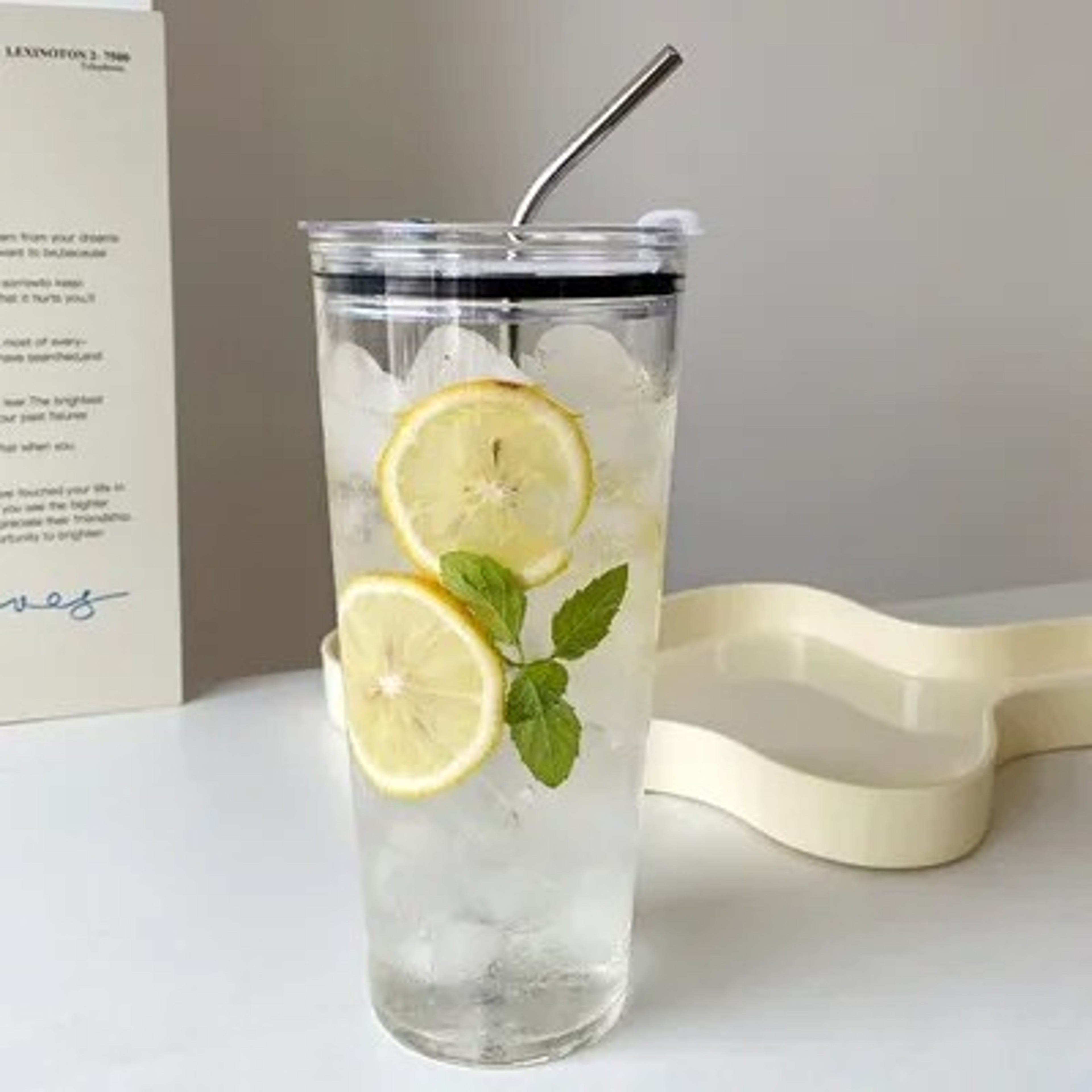 Aesthetic Glass Tumbler With Lid  Straw Large Capacity Drinking Cup 6