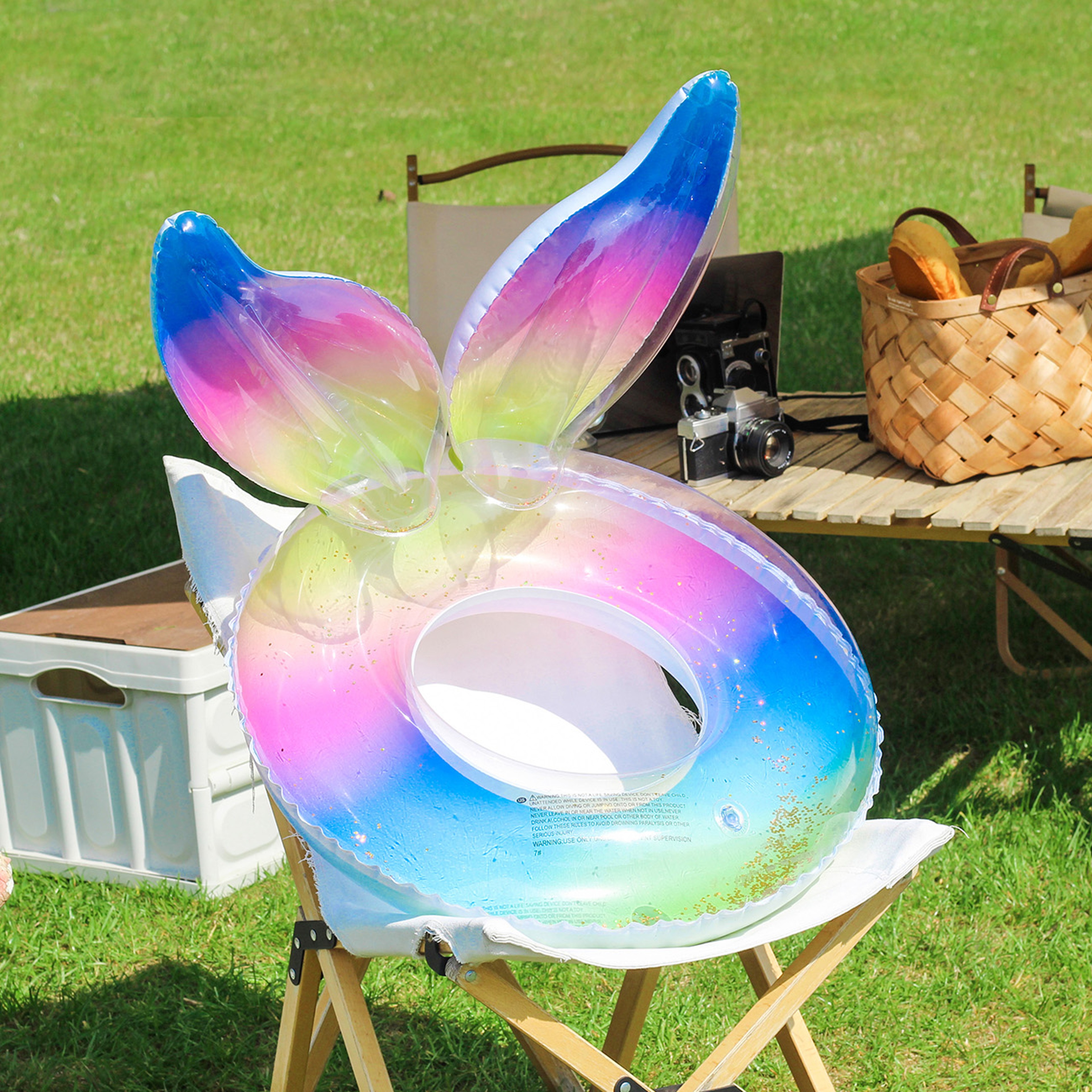 Rainbow Tail Thickened Inflatable Pool Float Ring For Adults Beach Party Summer Fun 0