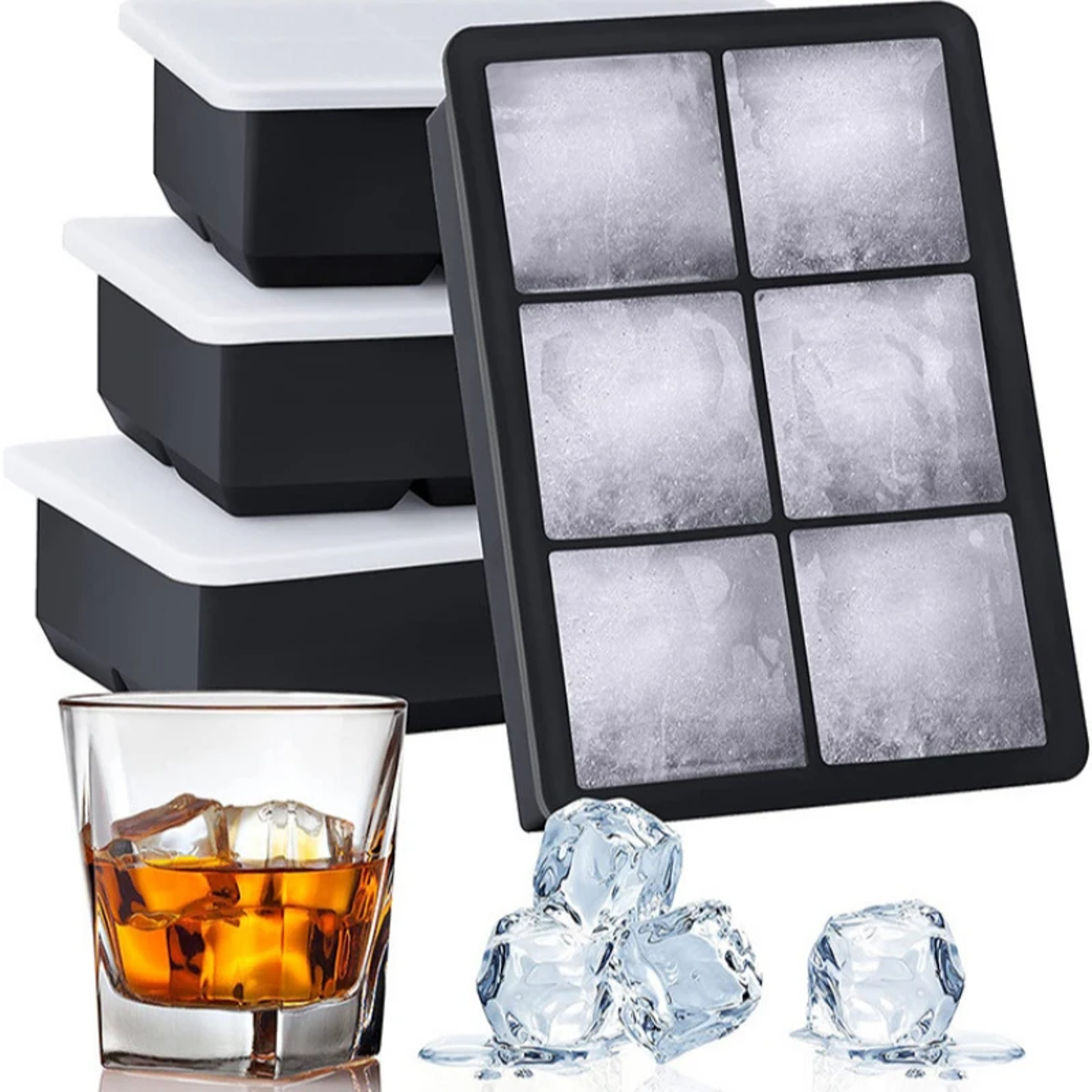 Large Silicone Ice Cube Tray Grid Whiskey Ice Mold For Drinks  Bar Use 0