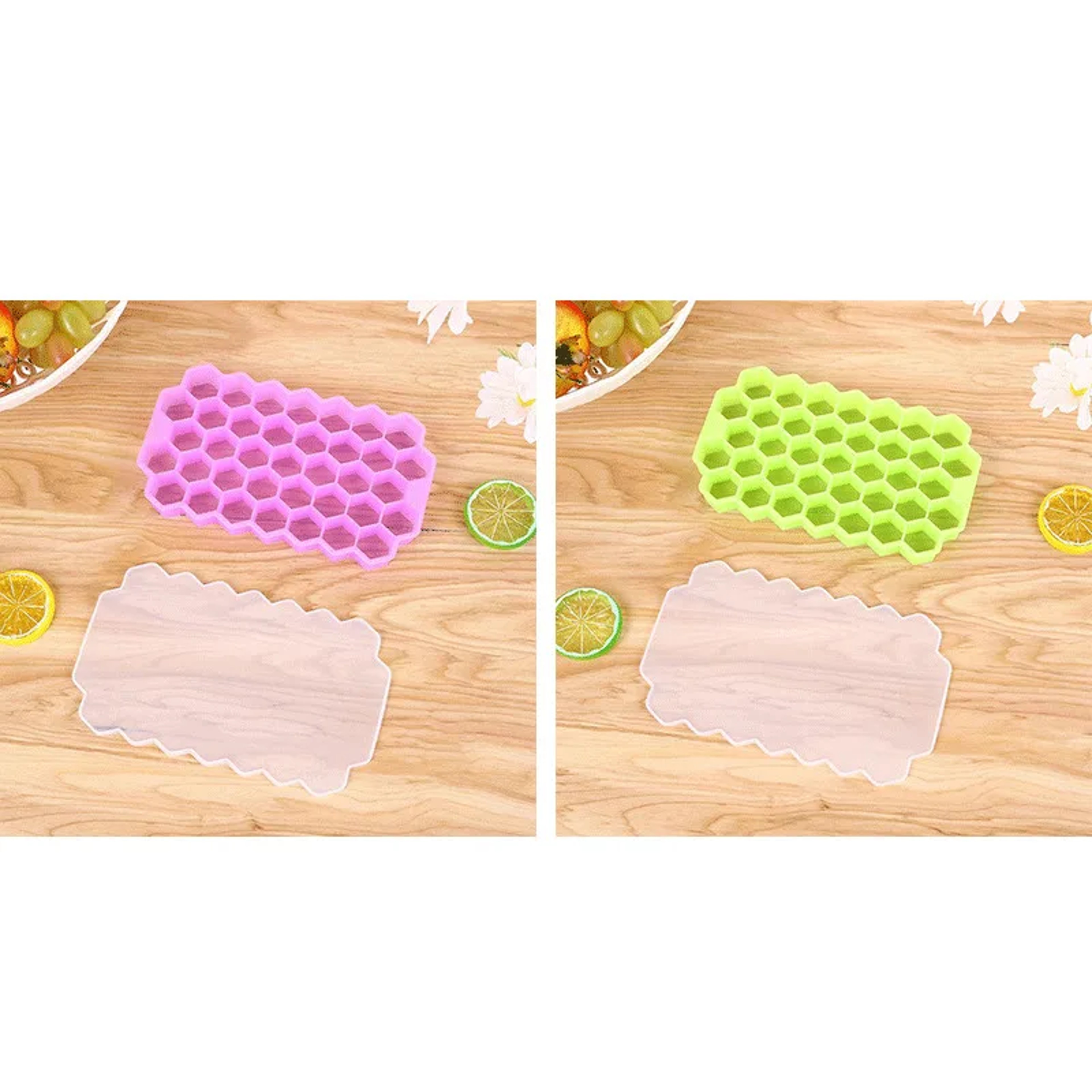 Reusable Silicone Ice Cube Tray with Lid, Grid Honeycomb Ice Mold BPA Free – view 12