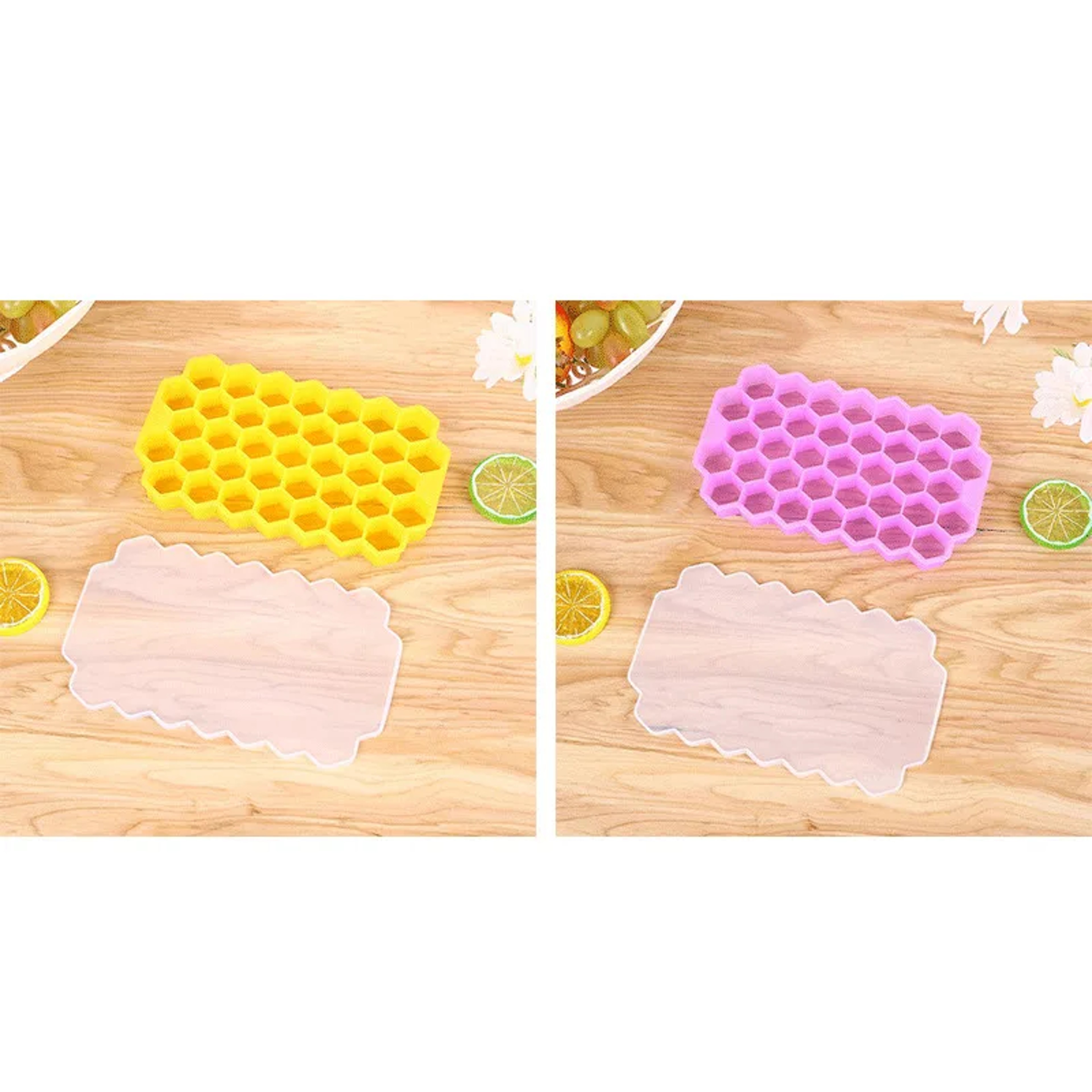 Reusable Silicone Ice Cube Tray with Lid, Grid Honeycomb Ice Mold BPA Free – view 13