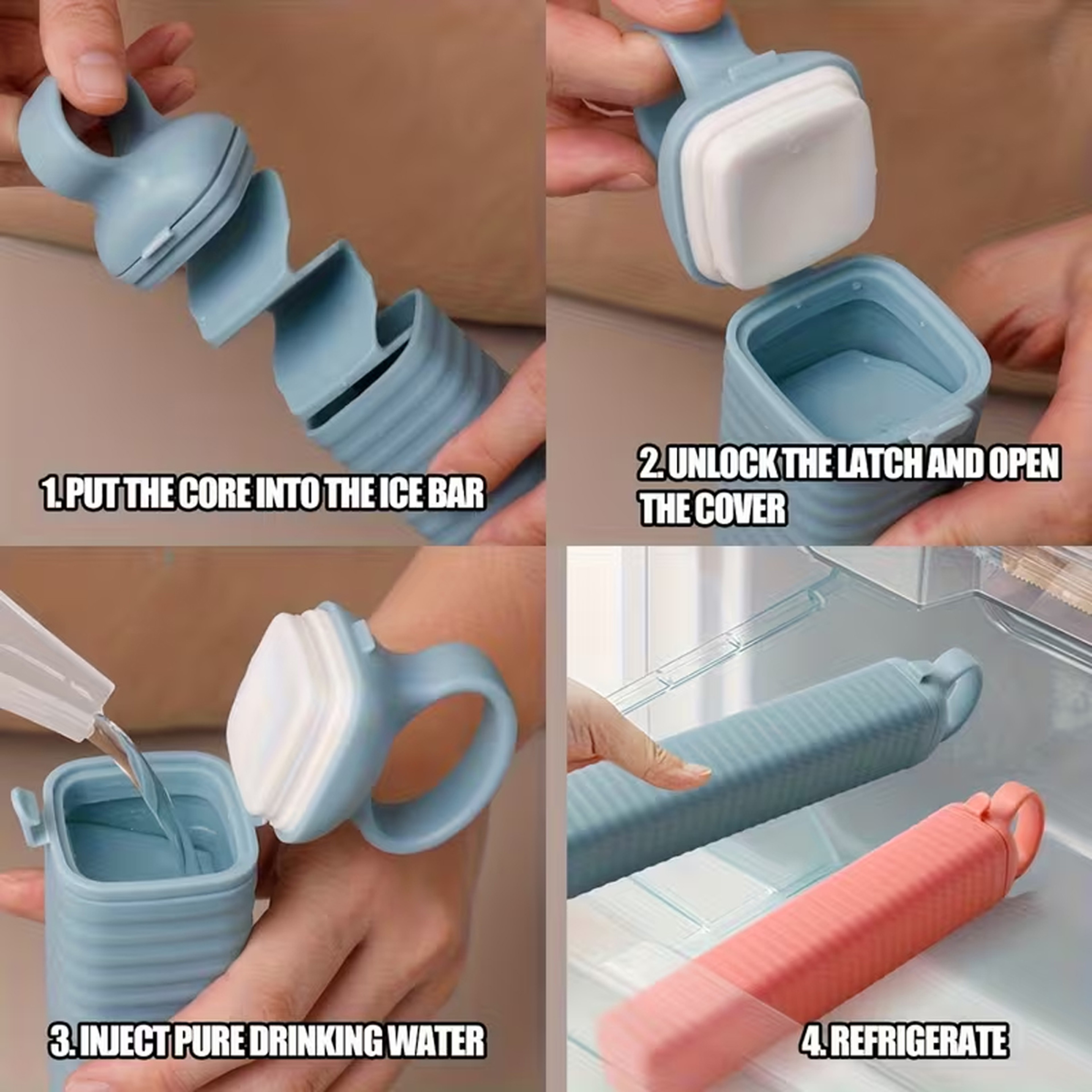 Pull Out Silicone Ice Cube Tray Long Strip Quick Freeze Ice Maker for Home Kitchen – view 2
