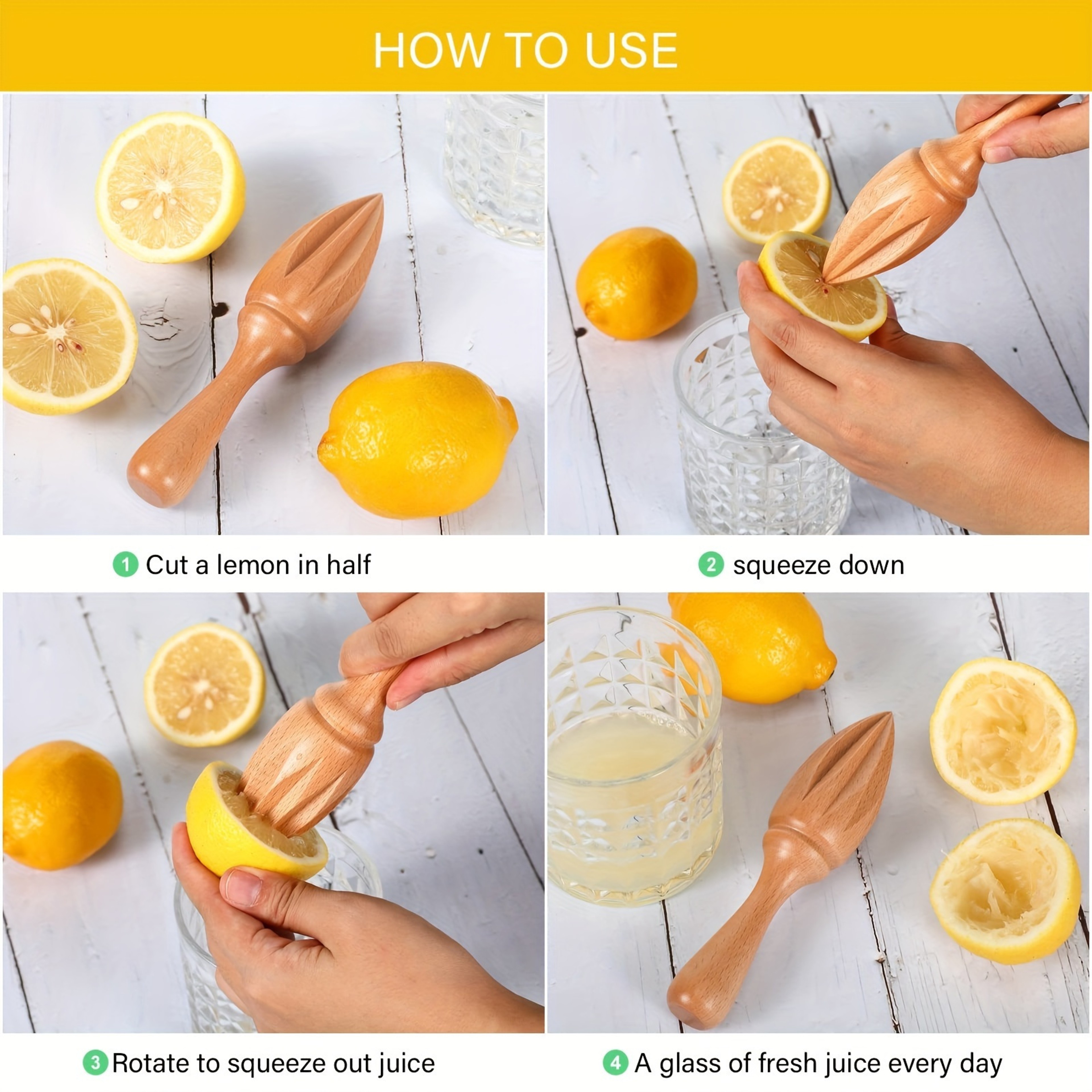 Manual Wooden Lemon Squeezer Citrus Juicer Hand Press Portable Kitchen Tool 4