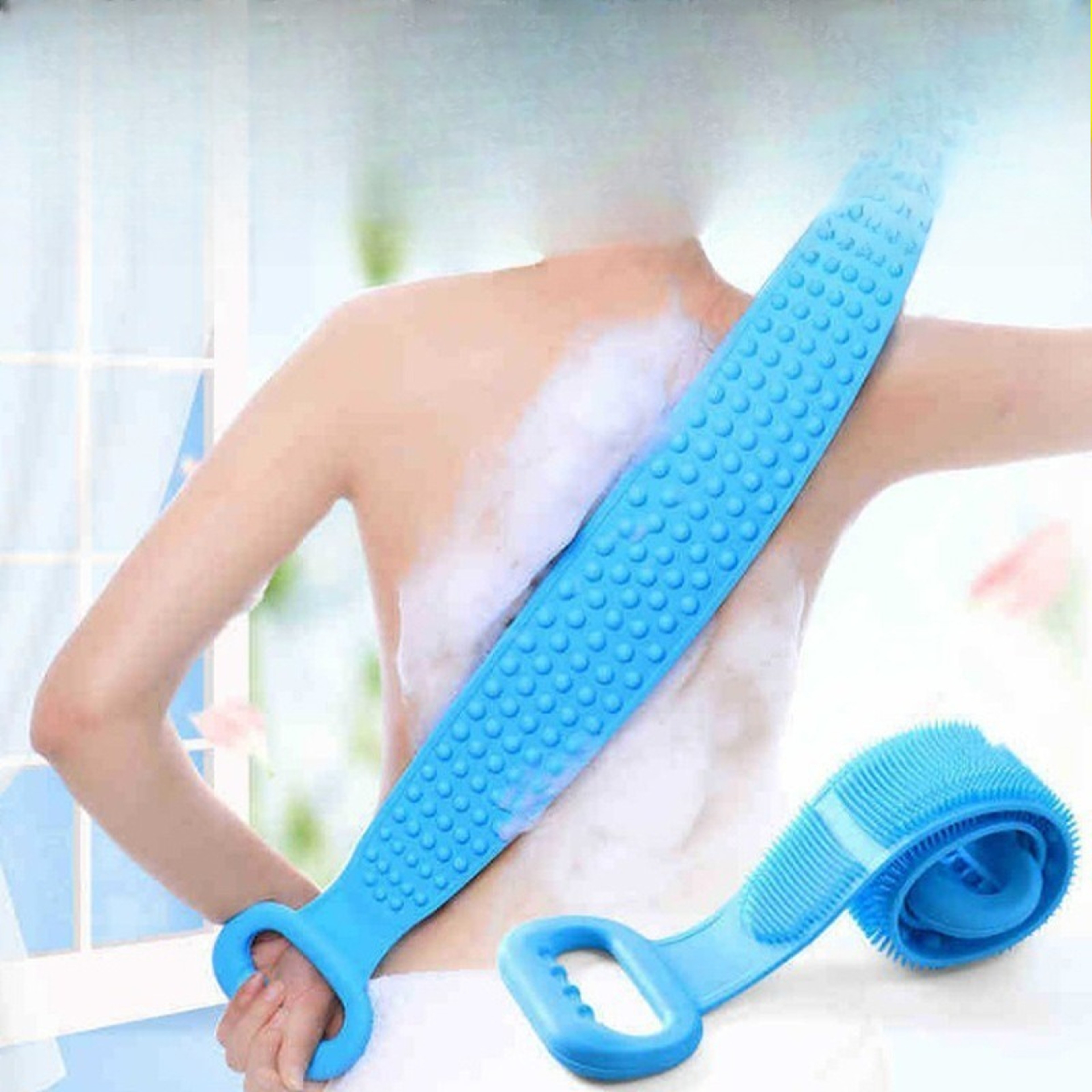 Double Sided Silicone Back Scrubber Bath Sponge Exfoliating Bath Brush 0