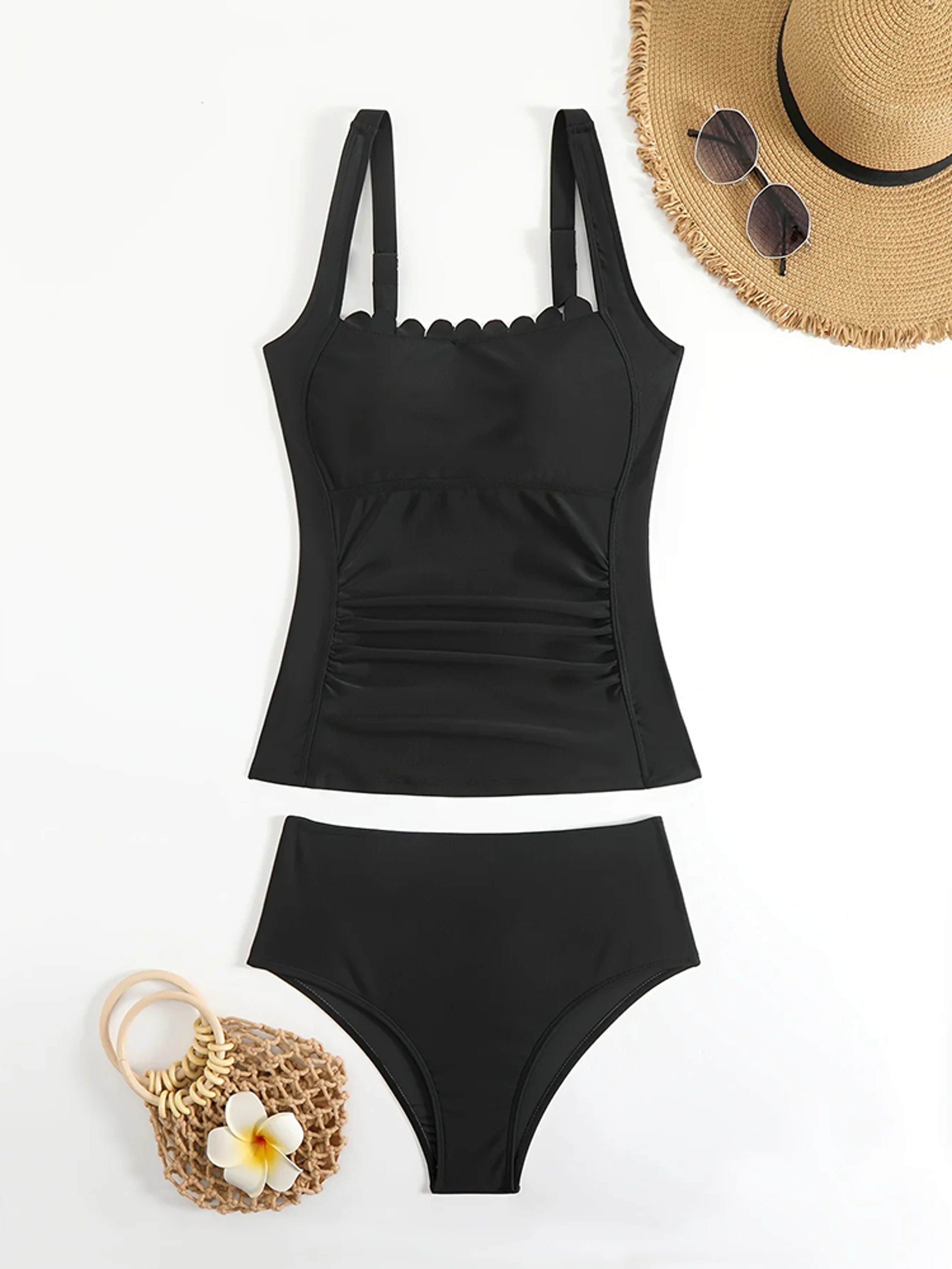 Coastal Chic Square Neck Bikini Set For Women Beach Vacation Swimwear 4