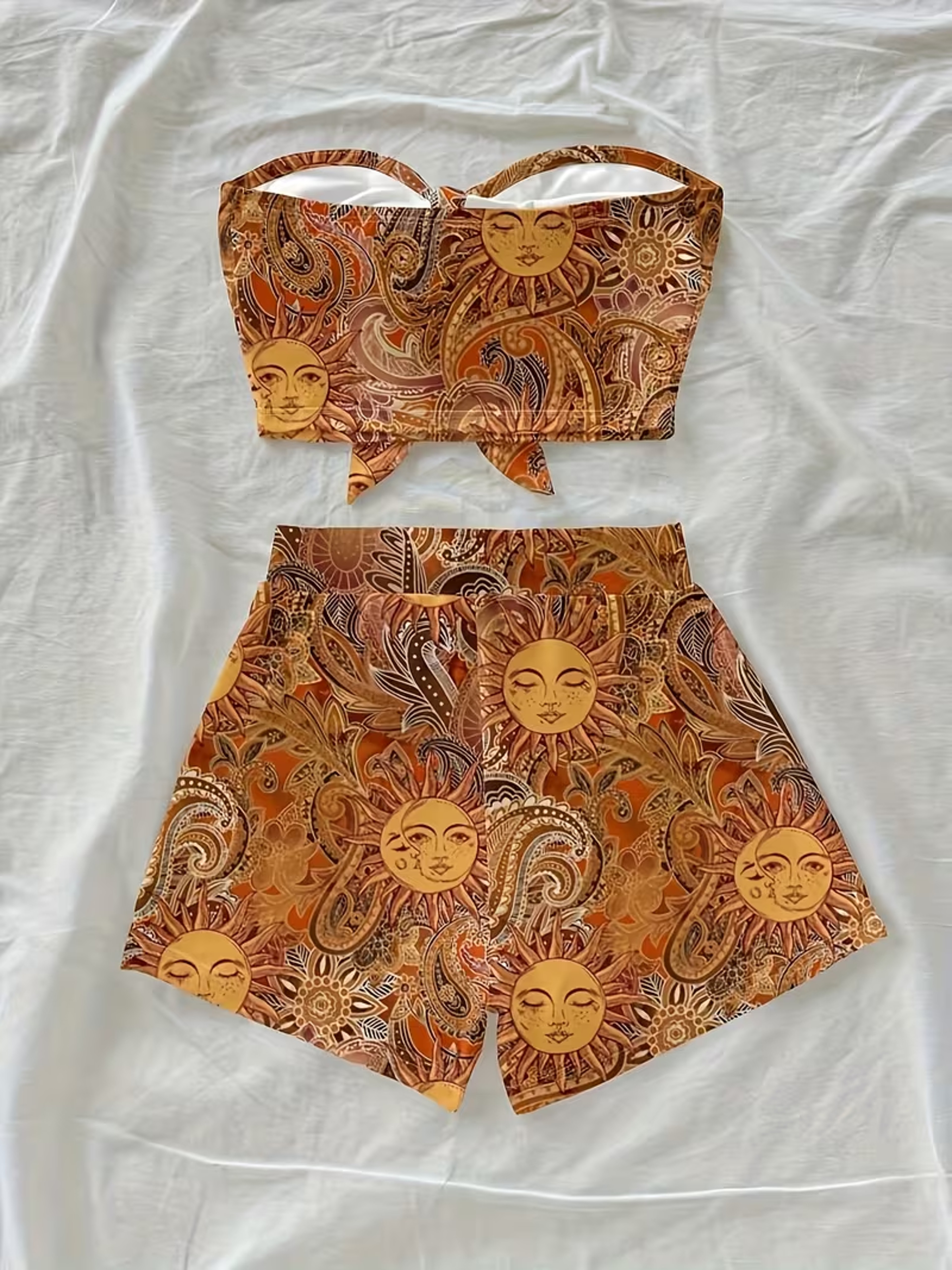 Sun Goddess Paisley Beach Lounge Set For Women Boho Summer Vacation Outfit 1