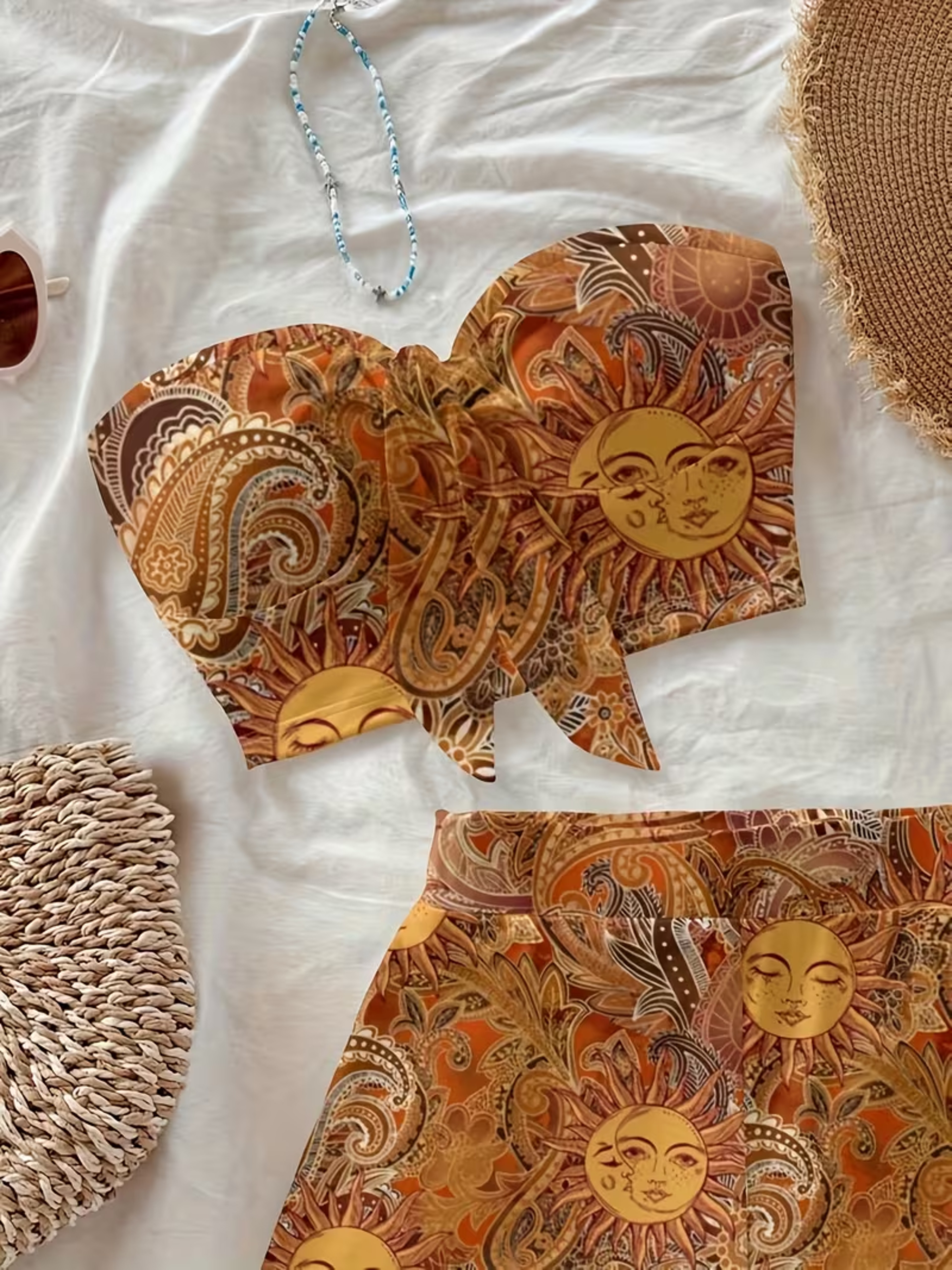 Sun Goddess Paisley Beach Lounge Set For Women Boho Summer Vacation Outfit 3
