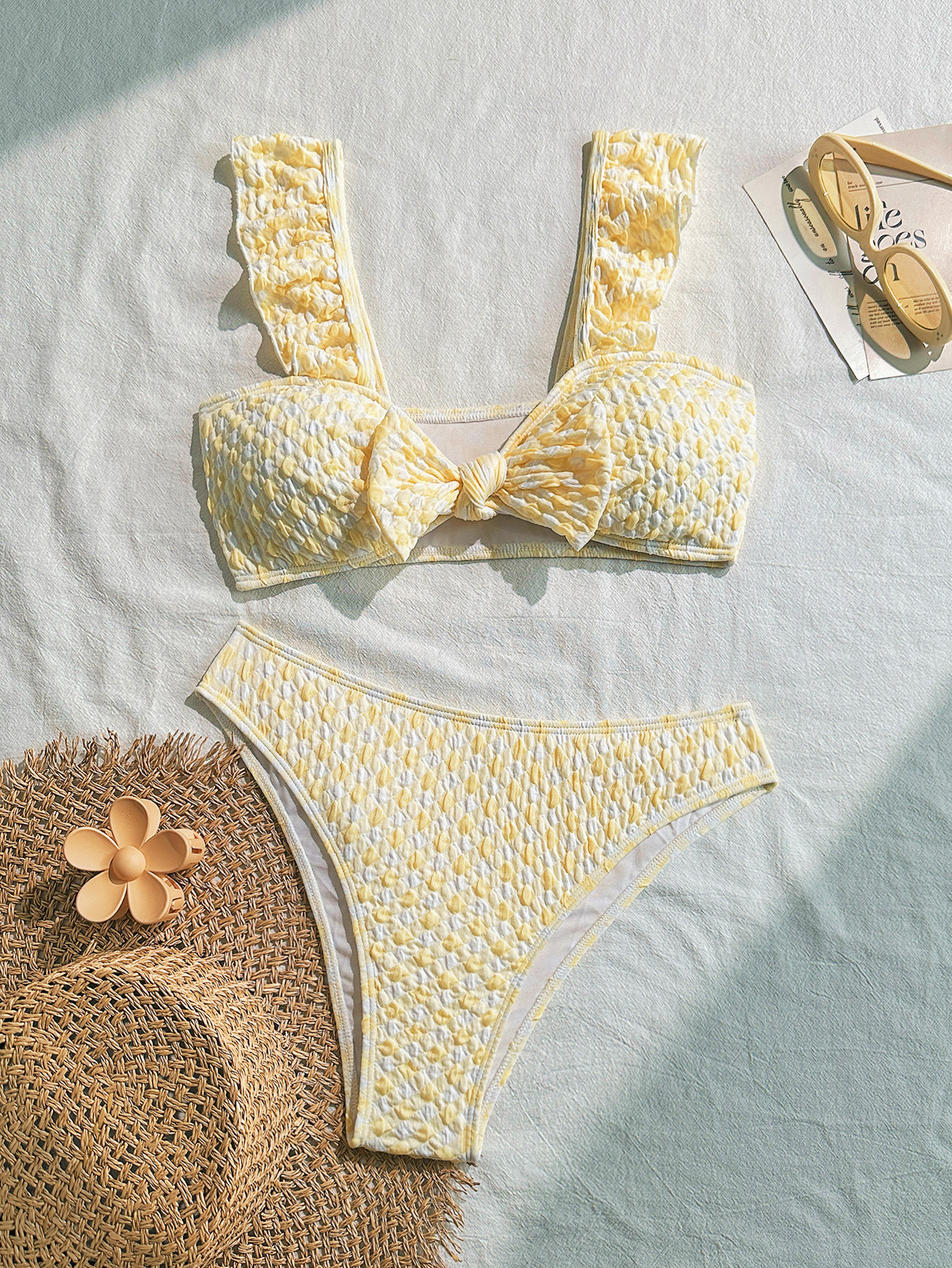 Coastal Stripe Push Up Halter Bikini Set For Women Beach Vacation Swimwear 4