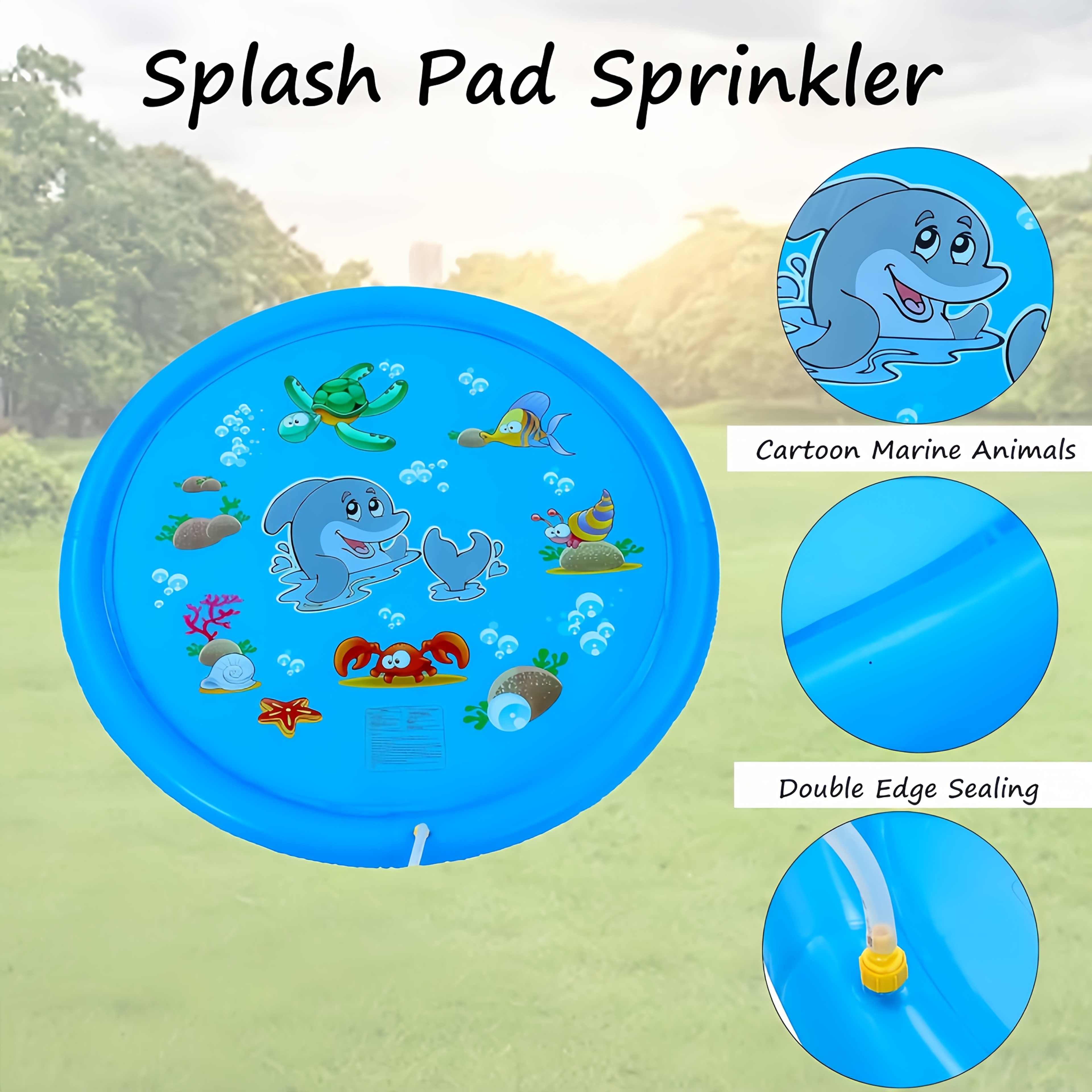 Splash Bloom Kids Inflatable Splash Pad  Sprinkler Play Mat For Backyard Summer Fun 1