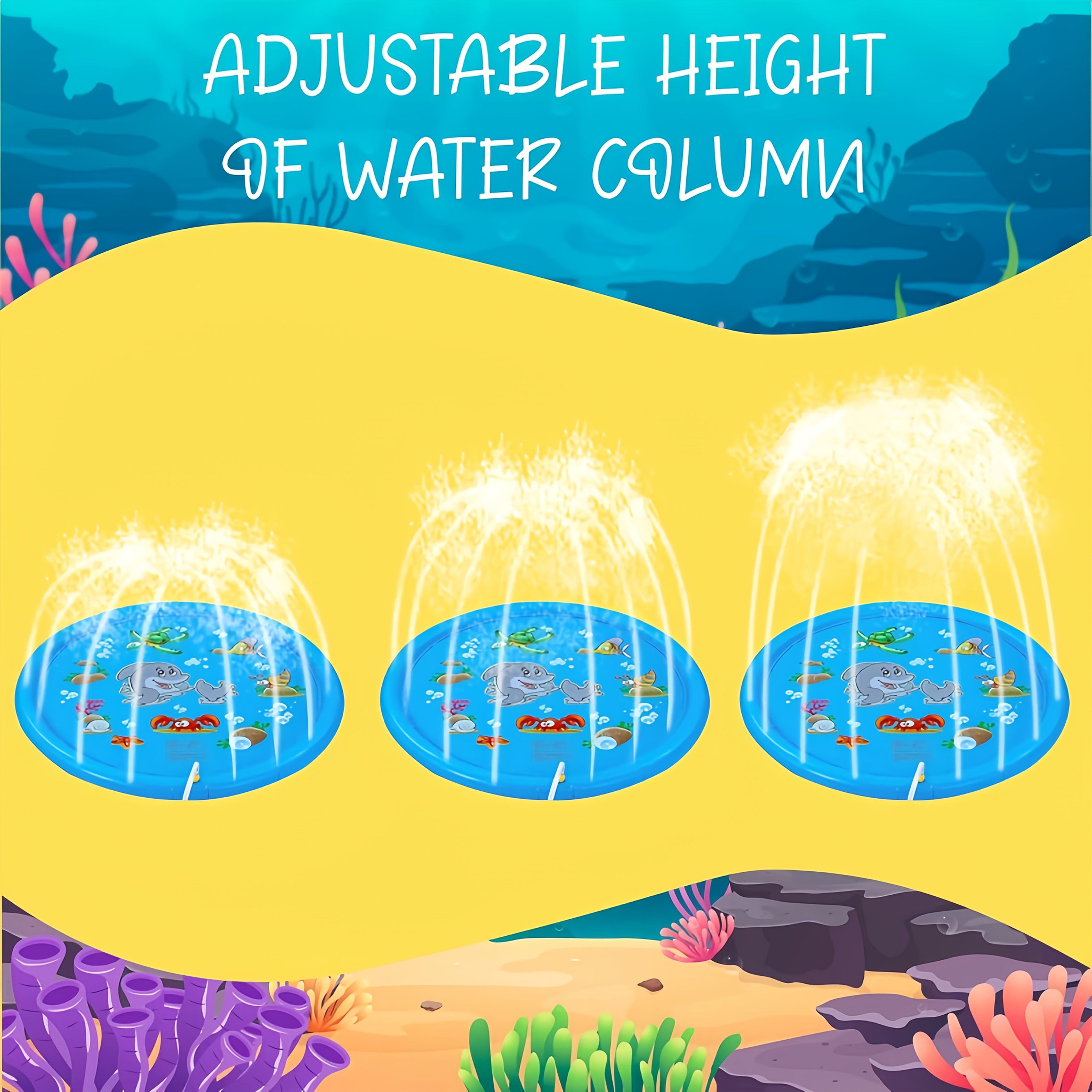 Splash Bloom Kids Inflatable Splash Pad  Sprinkler Play Mat For Backyard Summer Fun 4