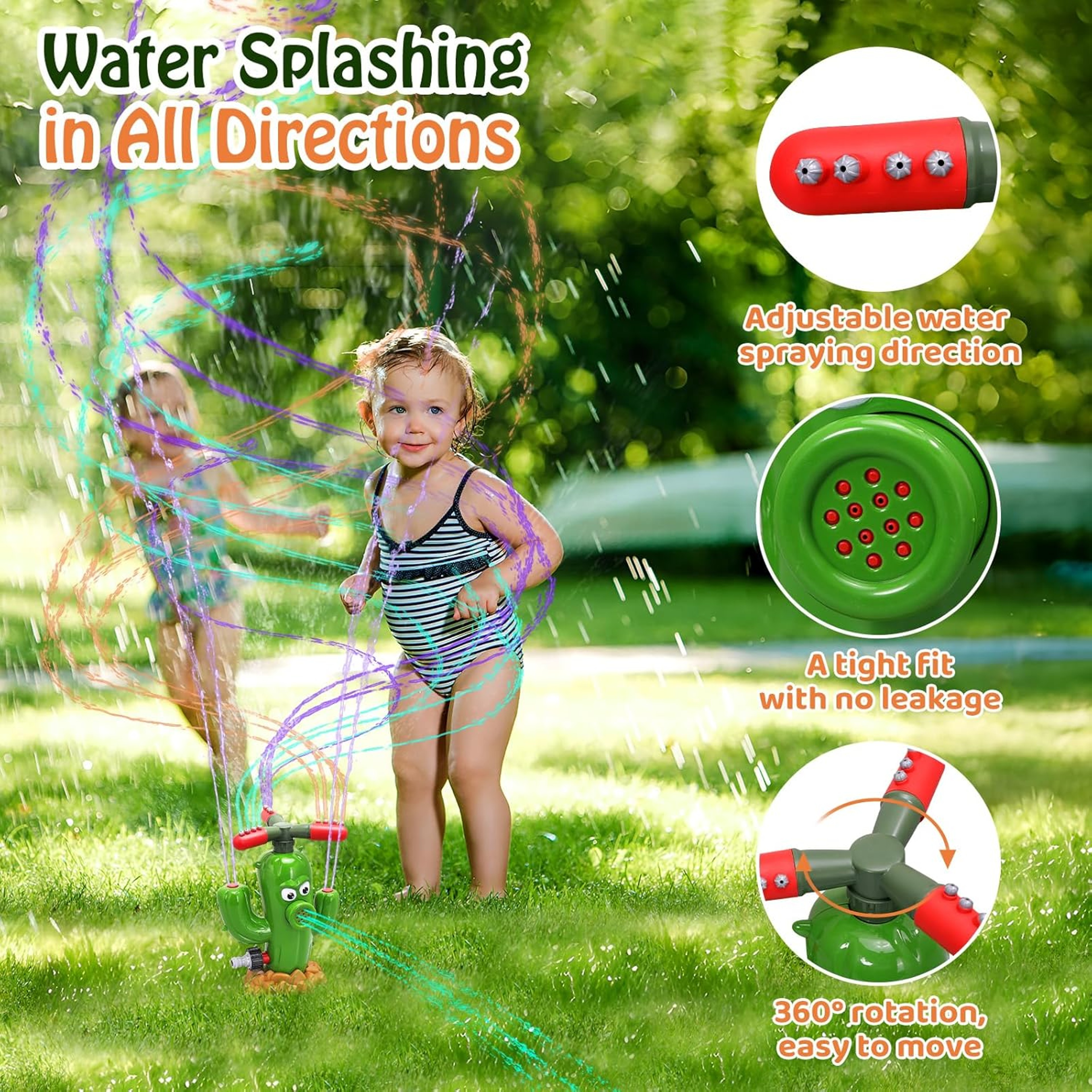 Water Bloom Cactus Sprinkler For Kids Outdoor Summer Fun 2
