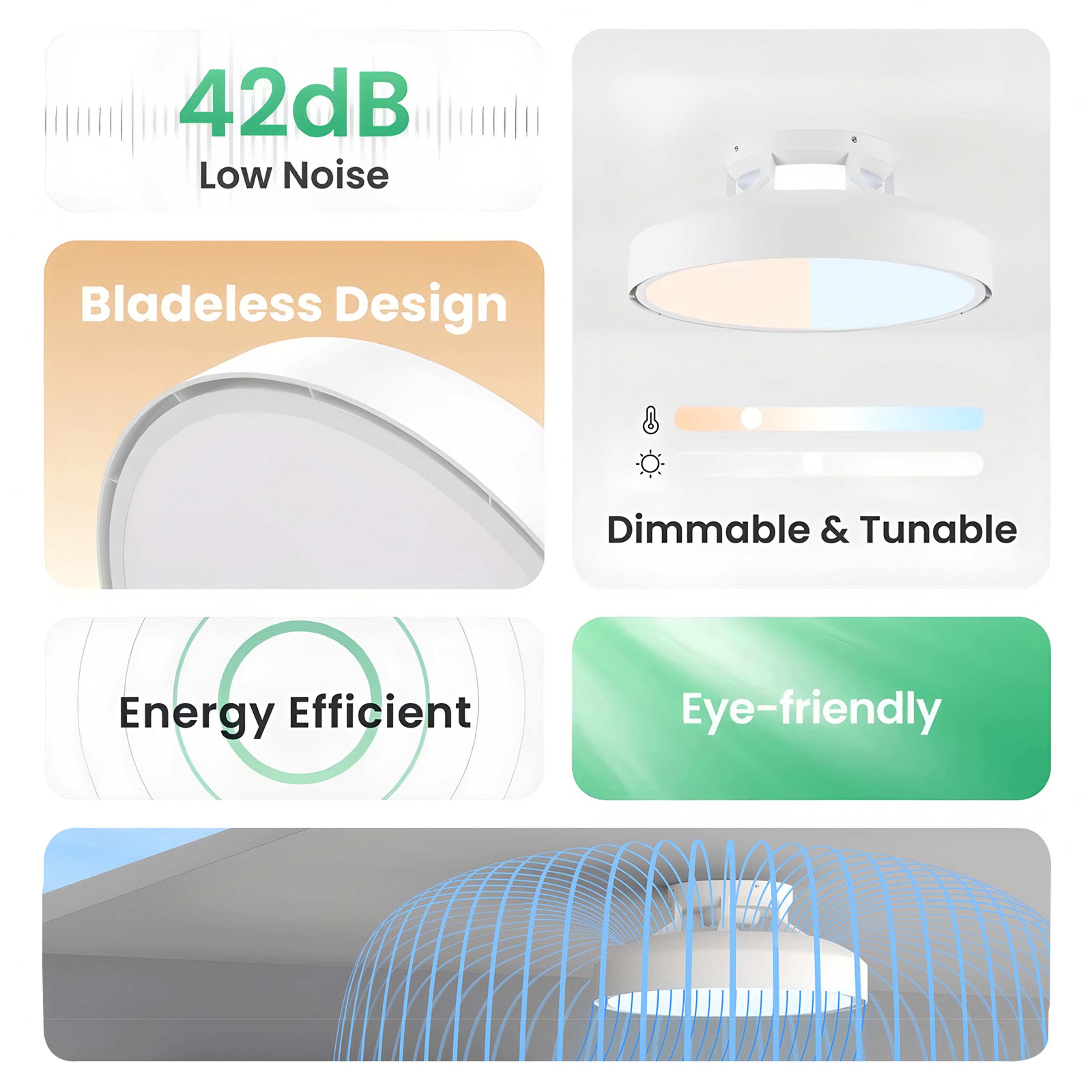 Bladeless Ceiling Fan Light With Remote Control And Dimmable LED Night Light 1
