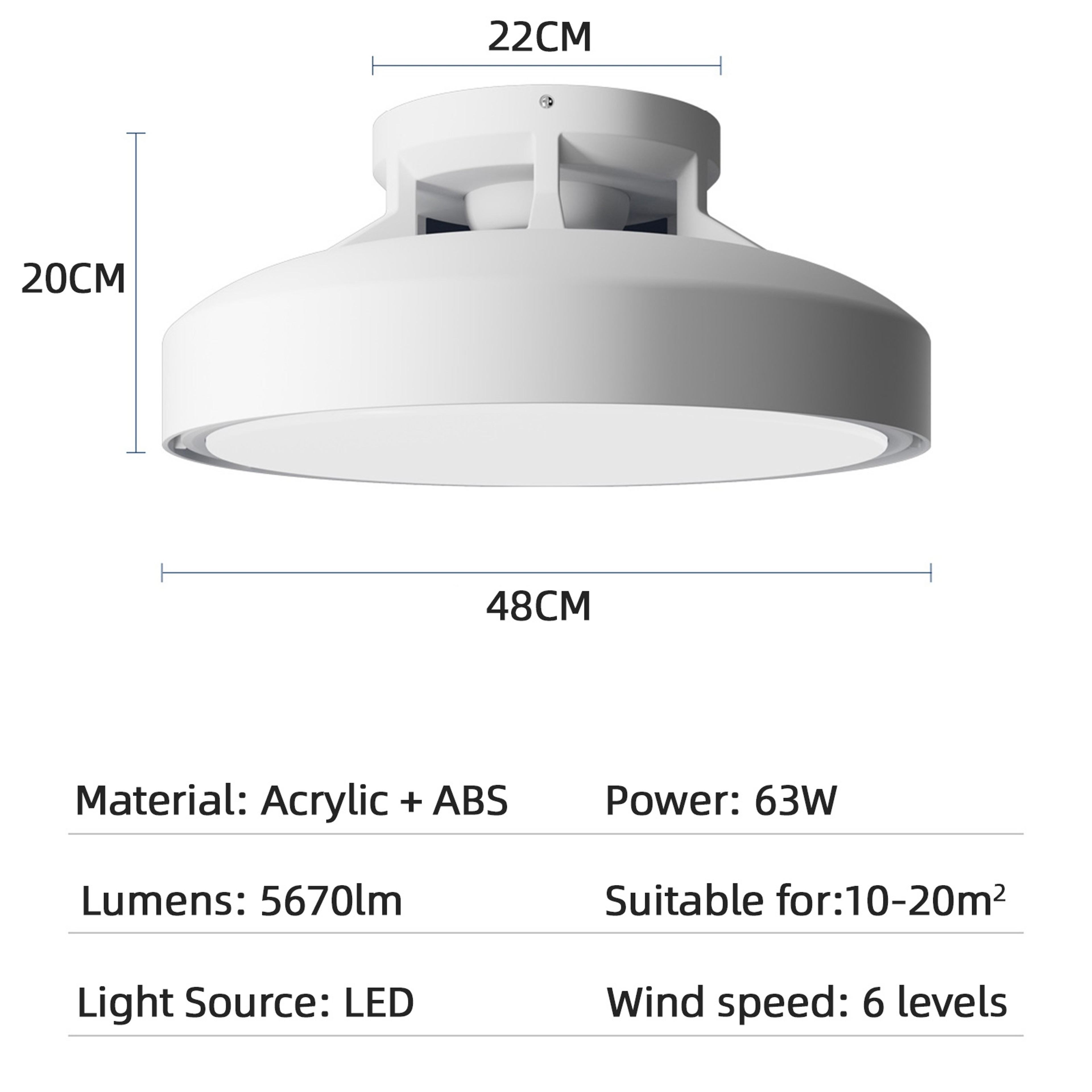Bladeless Ceiling Fan Light With Remote Control And Dimmable LED Night Light 6