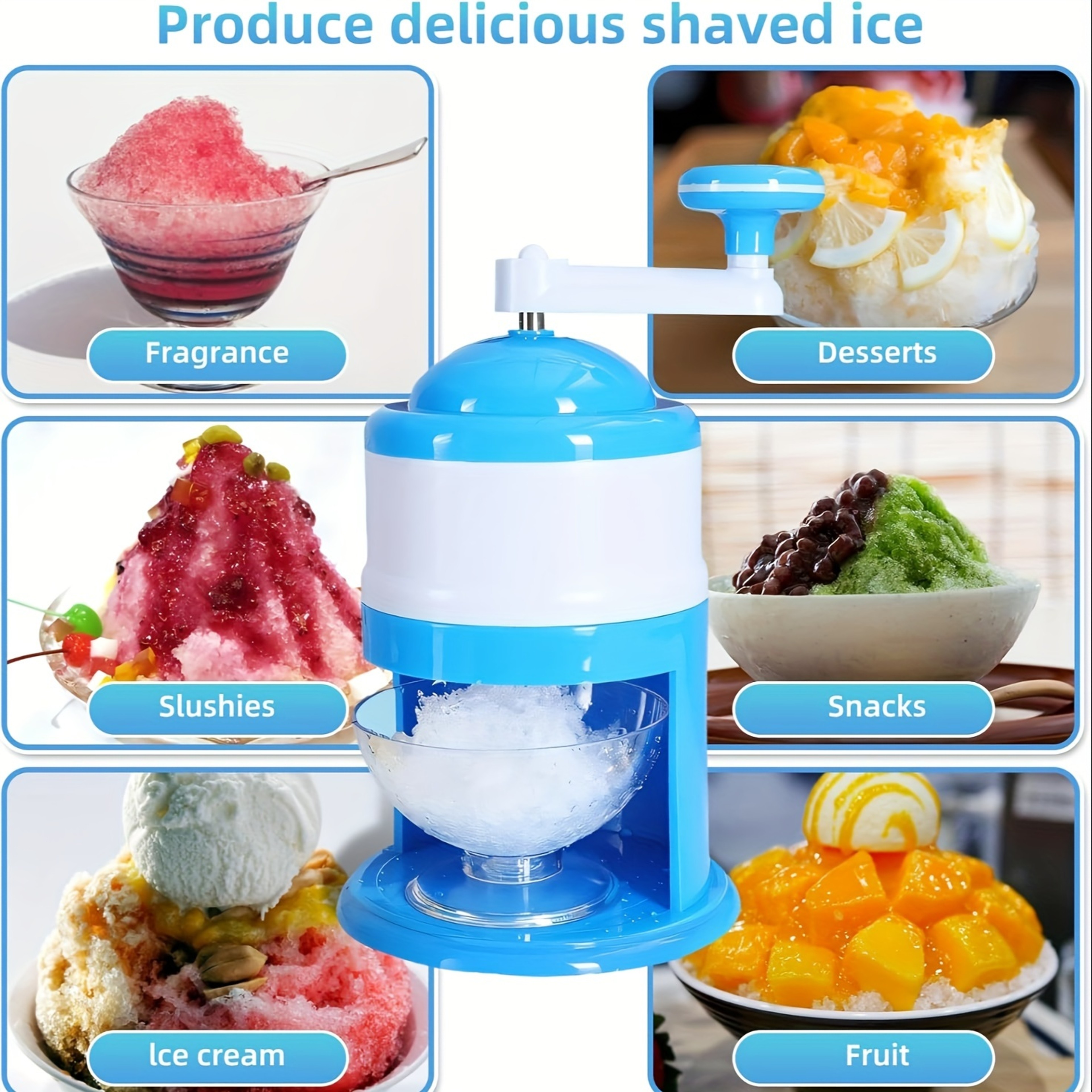 Chill Hand Crank Ice Shaver Machine  Snow Cone Maker For Slushies And Frozen Drinks 4