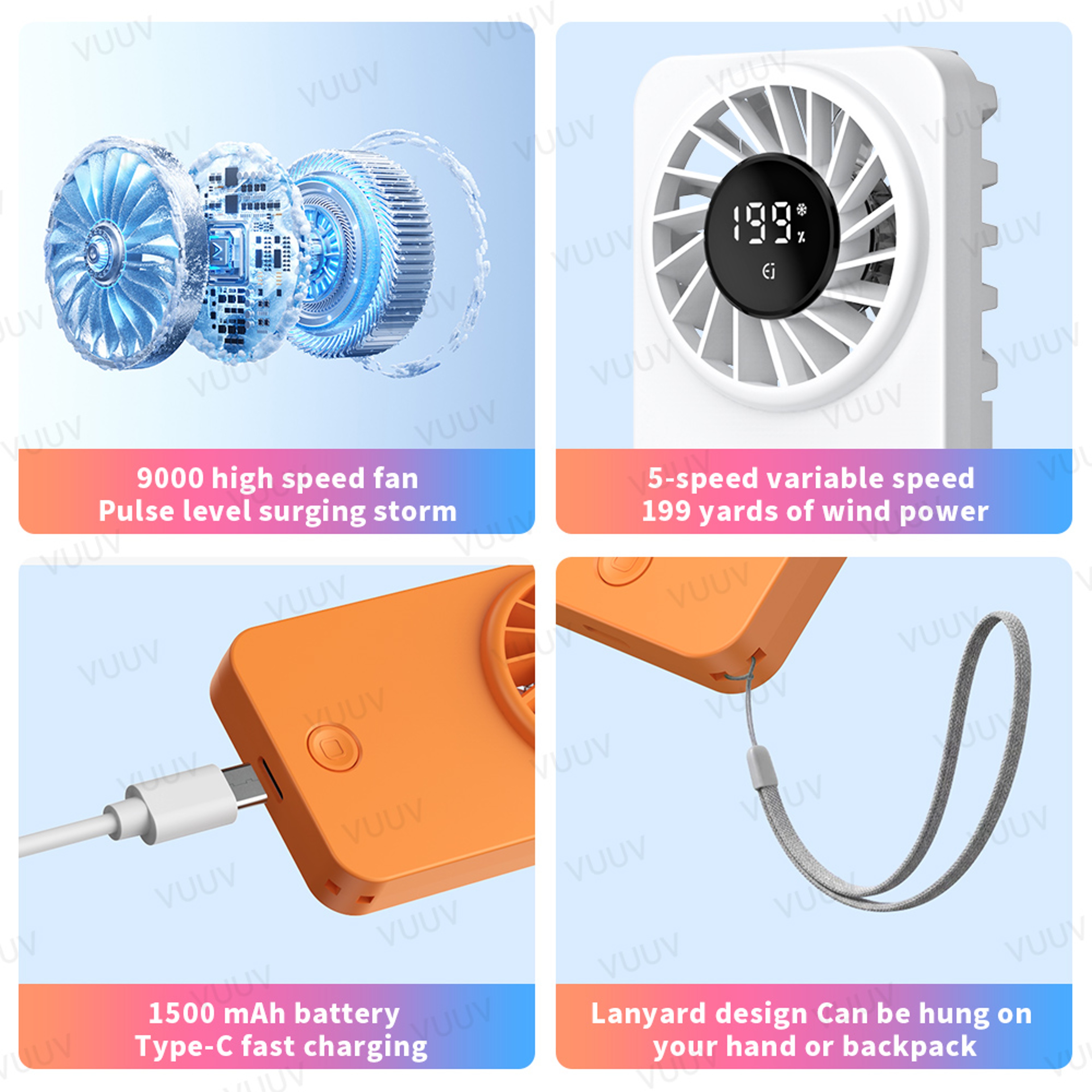 Rechargeable Handheld Cooling Fan Portable Mini Air Cooler With High Speed Wind 4