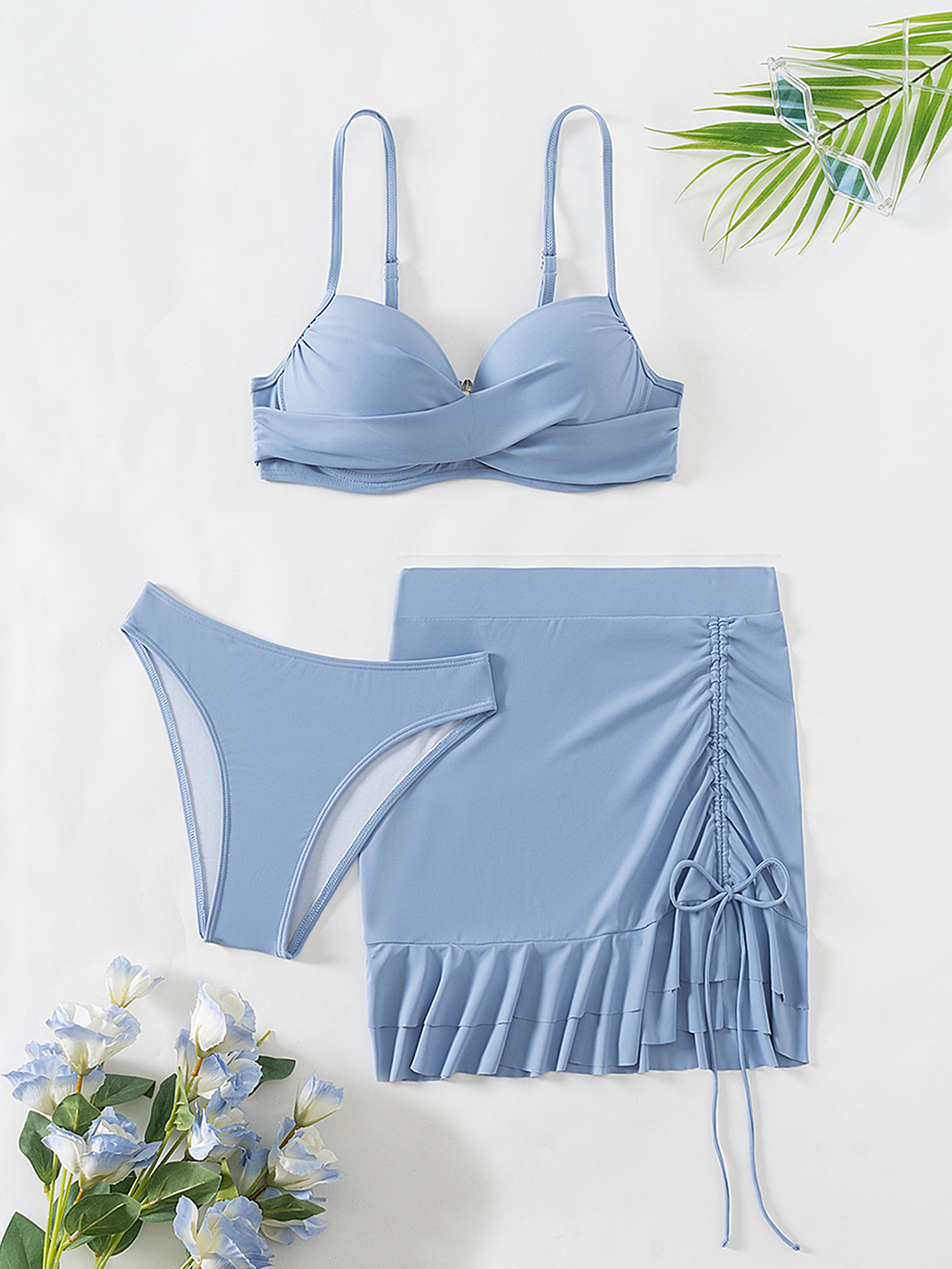 Coastal Glow Swimsuit Set With Underwire Bikini Set And Cover Up 3