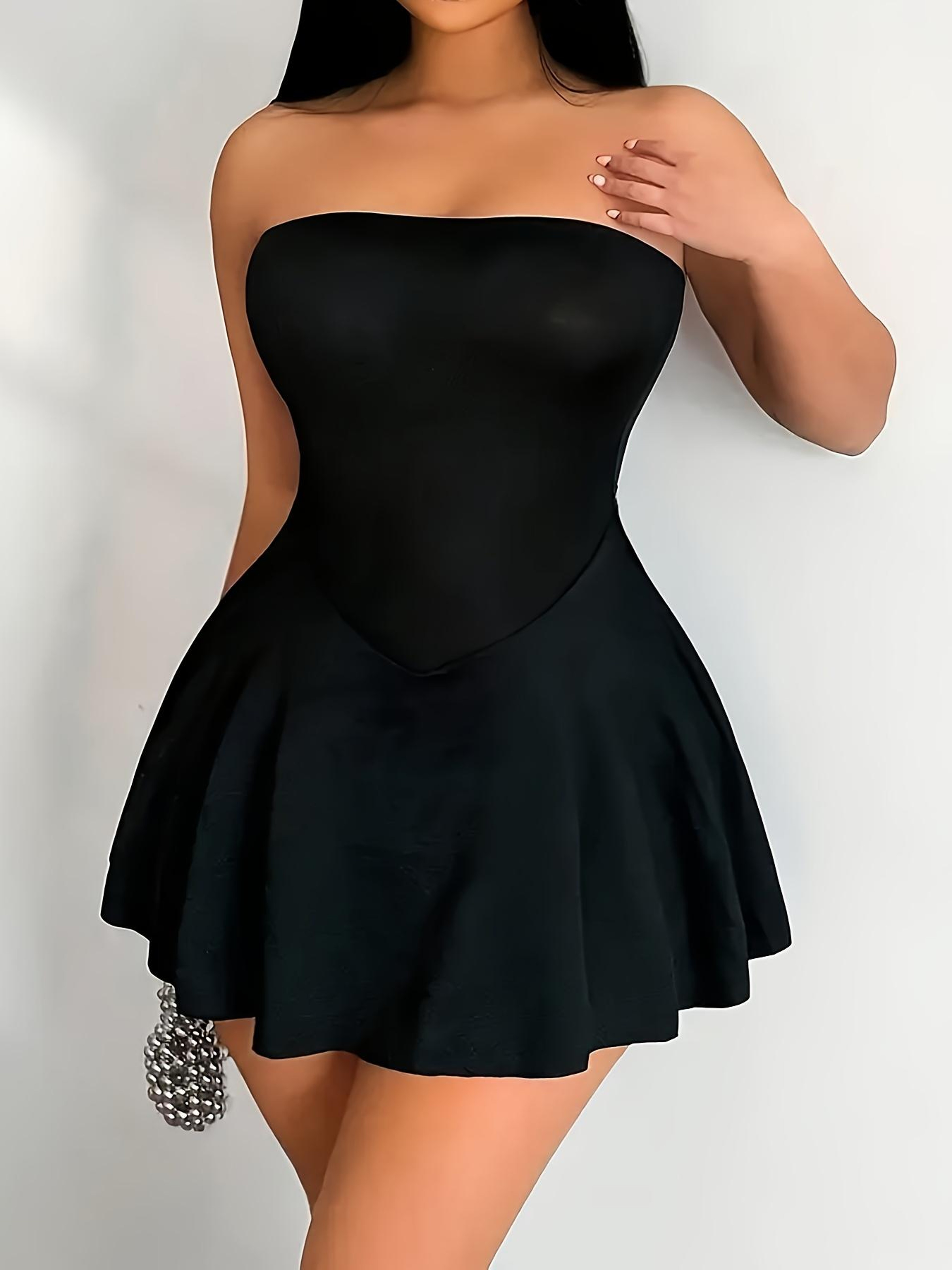 Elegant High Waist Bell Mini Skirt For Women Strapless Look Party Skirt 0