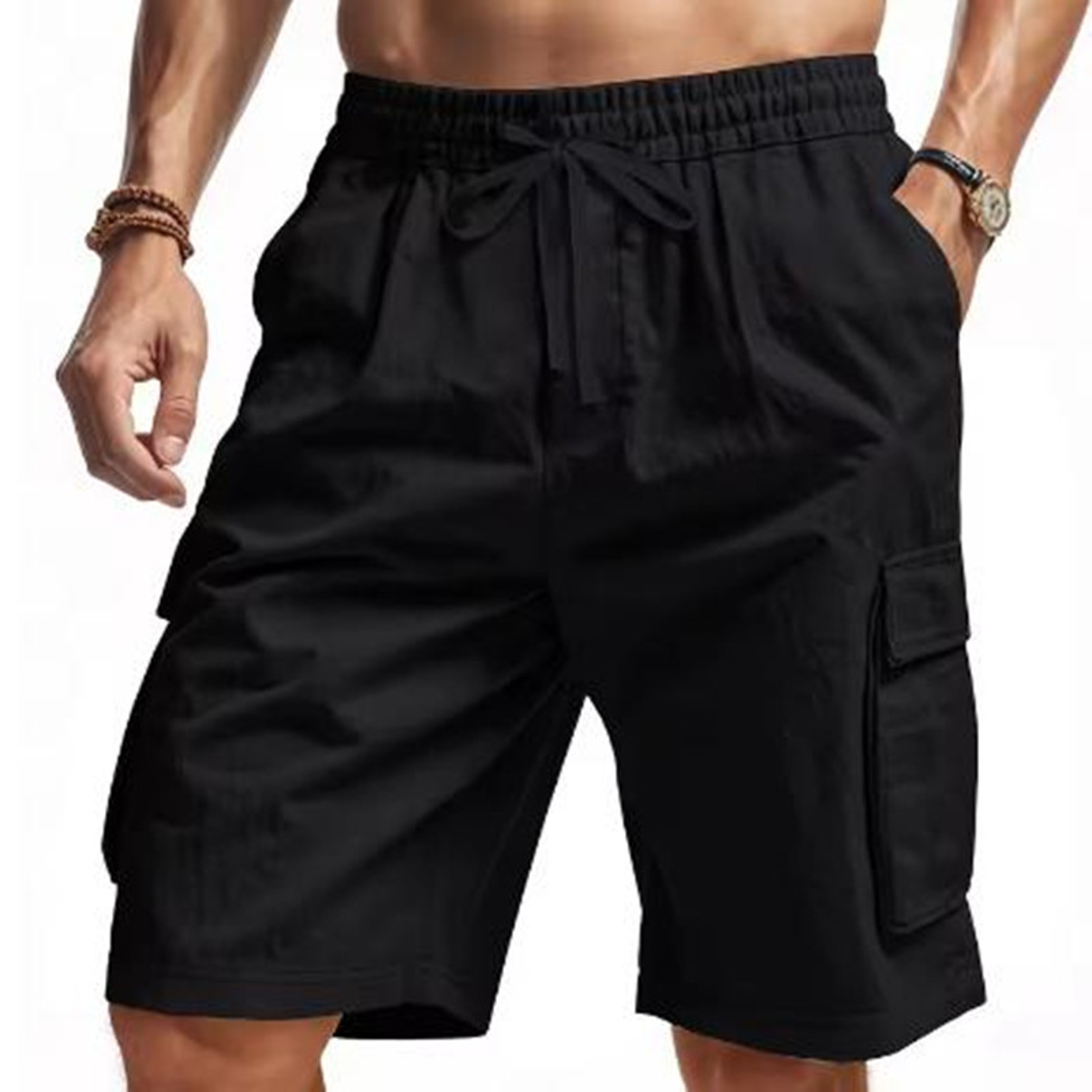 Trail Ease Multi Pocket Cotton Linen Cargo Shorts For Men 1