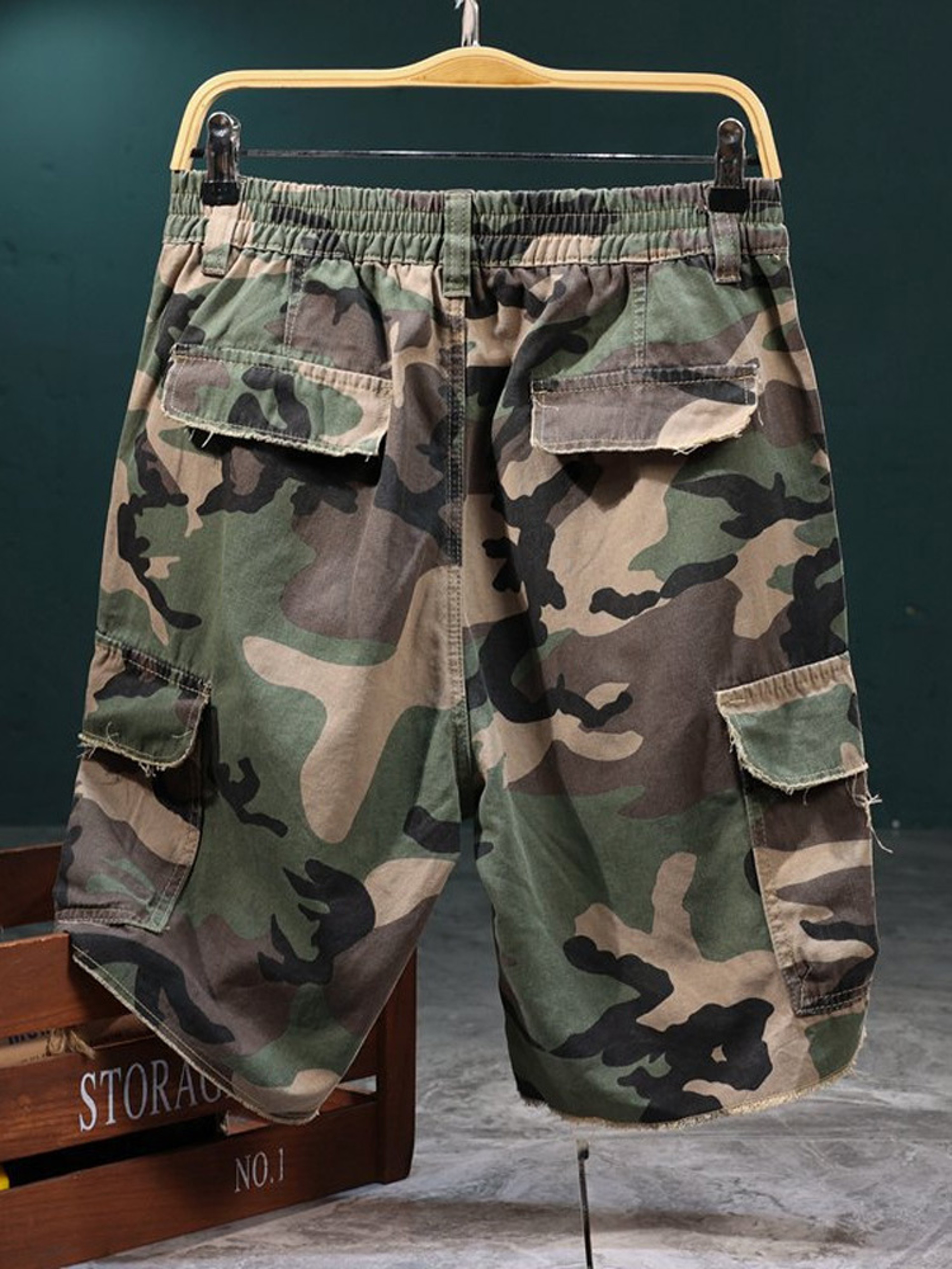 Camo Tactical Cargo Shorts For Men Multi Pocket Hiking  Work Wear 5