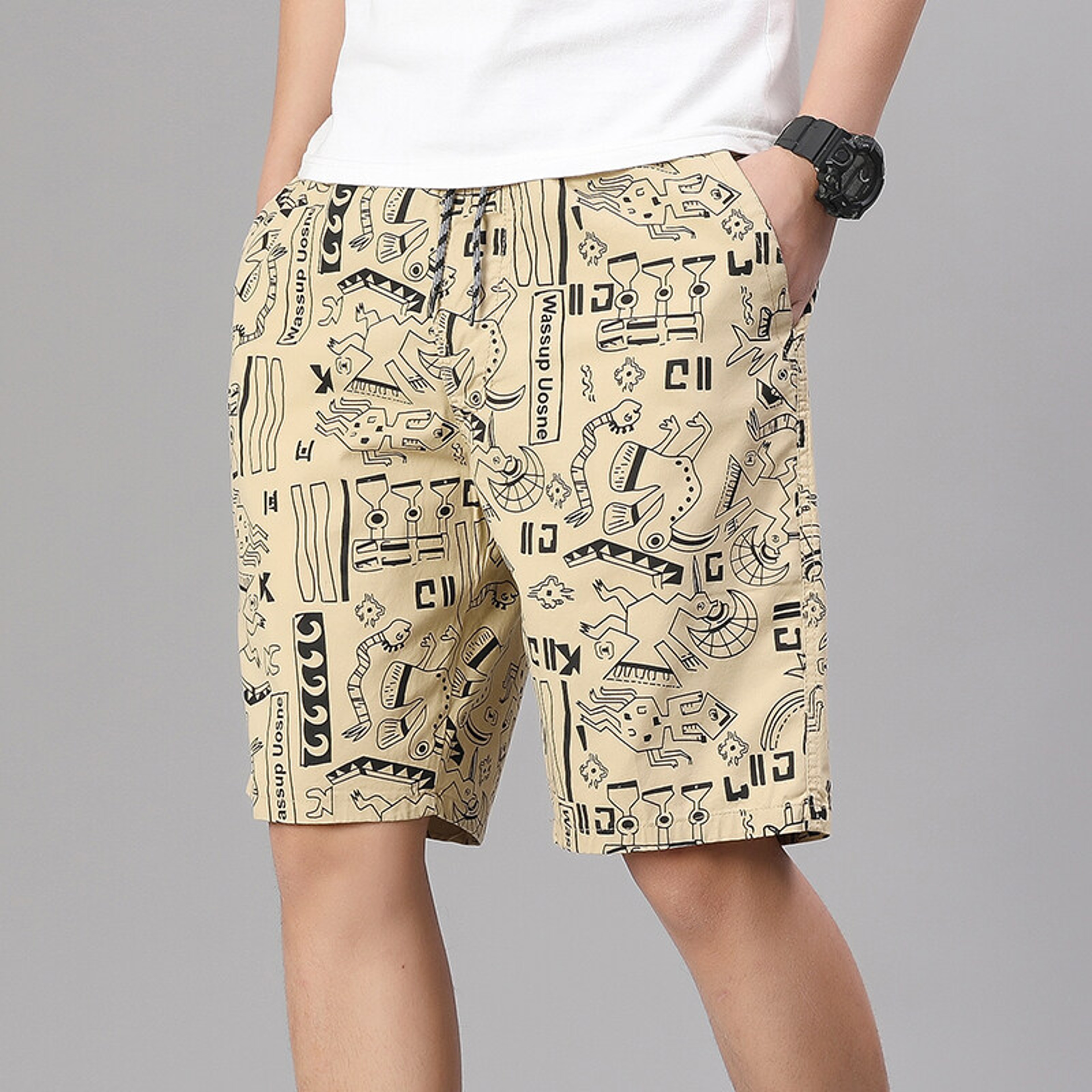 Mens Relaxed Fit Cotton Beach Shorts With Elastic Waist Lightweight Casual Summer Shorts 3