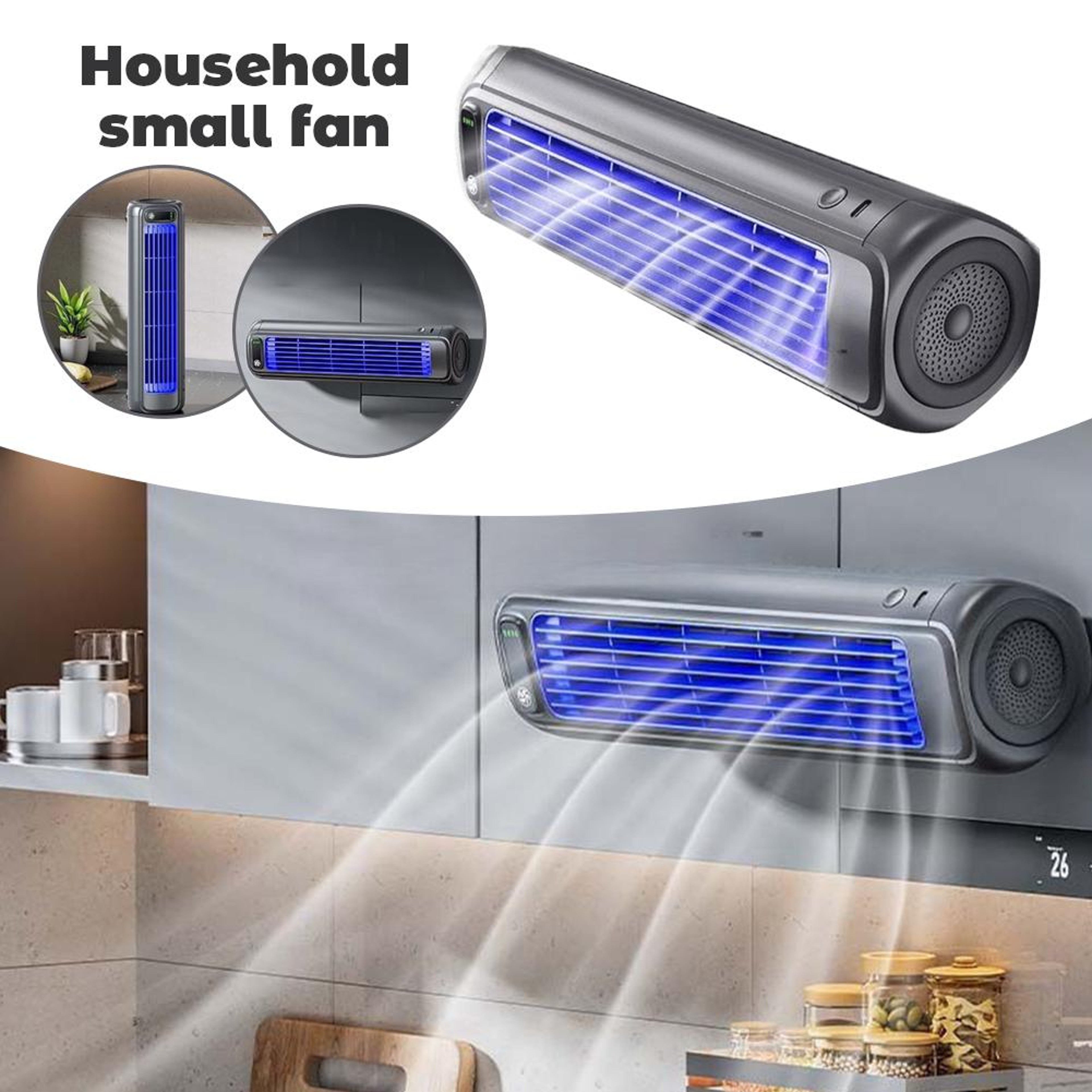 Rechargeable Portable Air Cooler Fan Quiet Wall Mount  Desktop Cooling 1