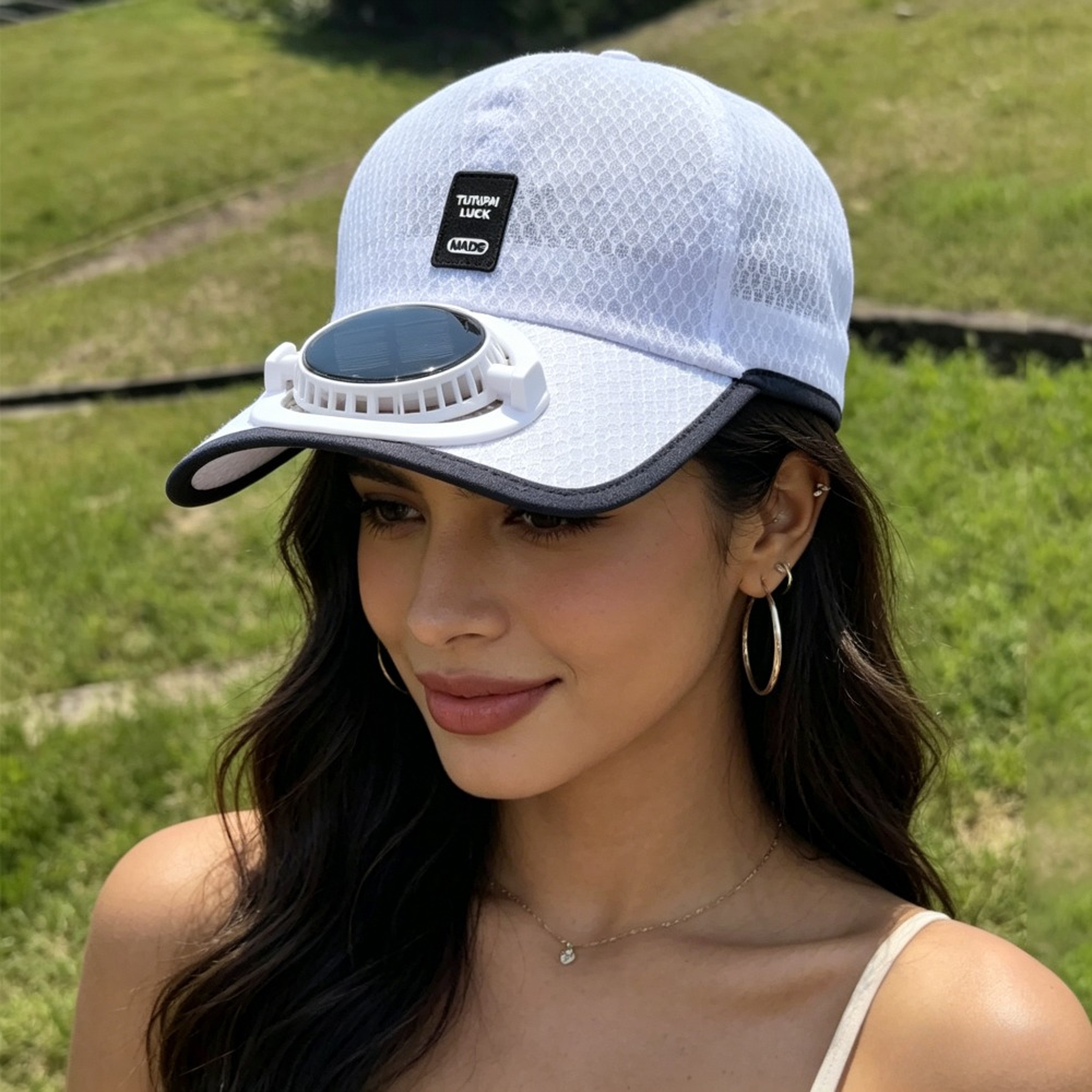 Solar Fan Hat With UV Protection Extra Long Visor Cooling Cap For Fishing Hiking  Travel 0