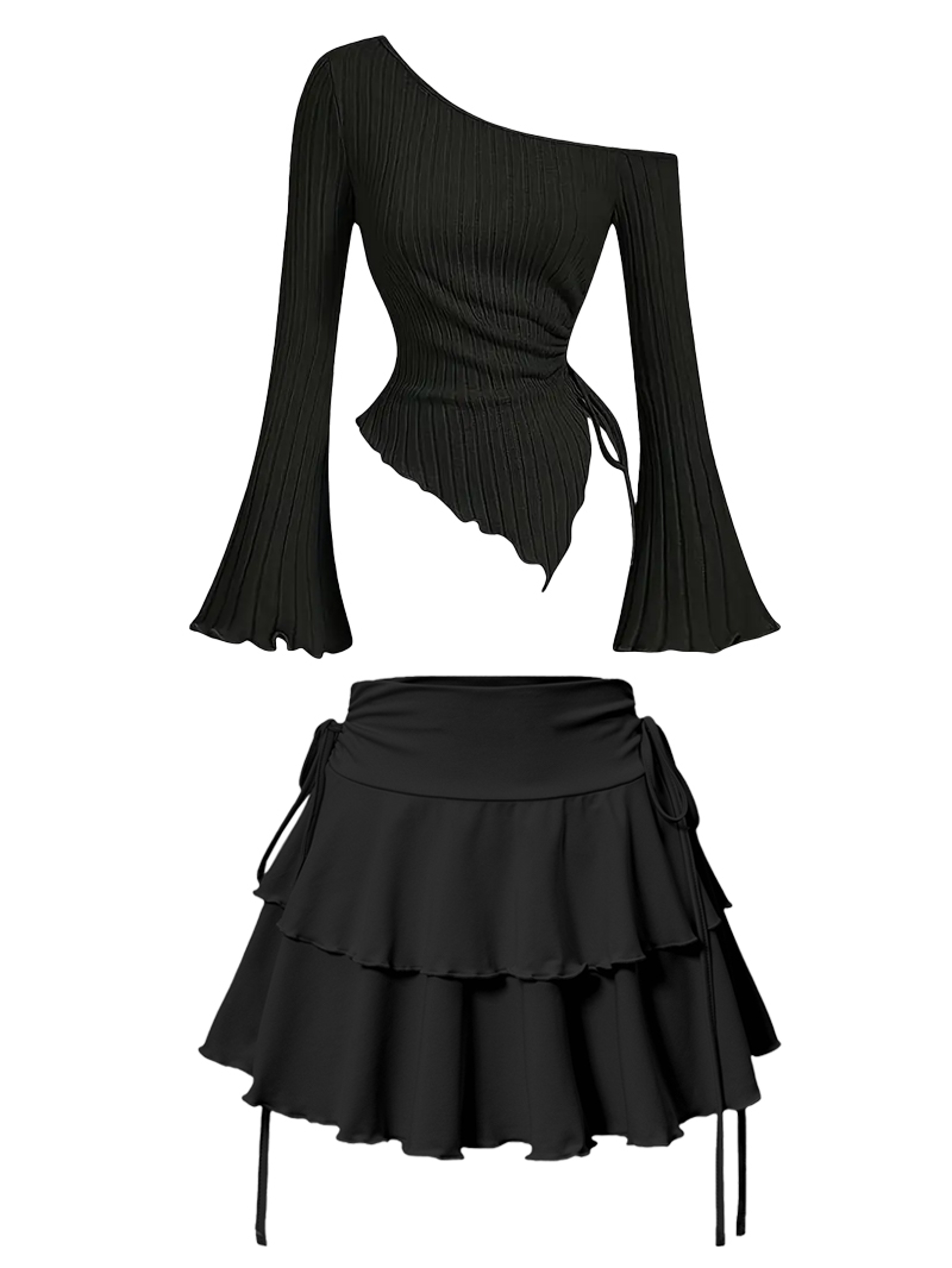 Womens Outfit Off Shoulder Skirt Set With High Waist Maxi Skirt 0