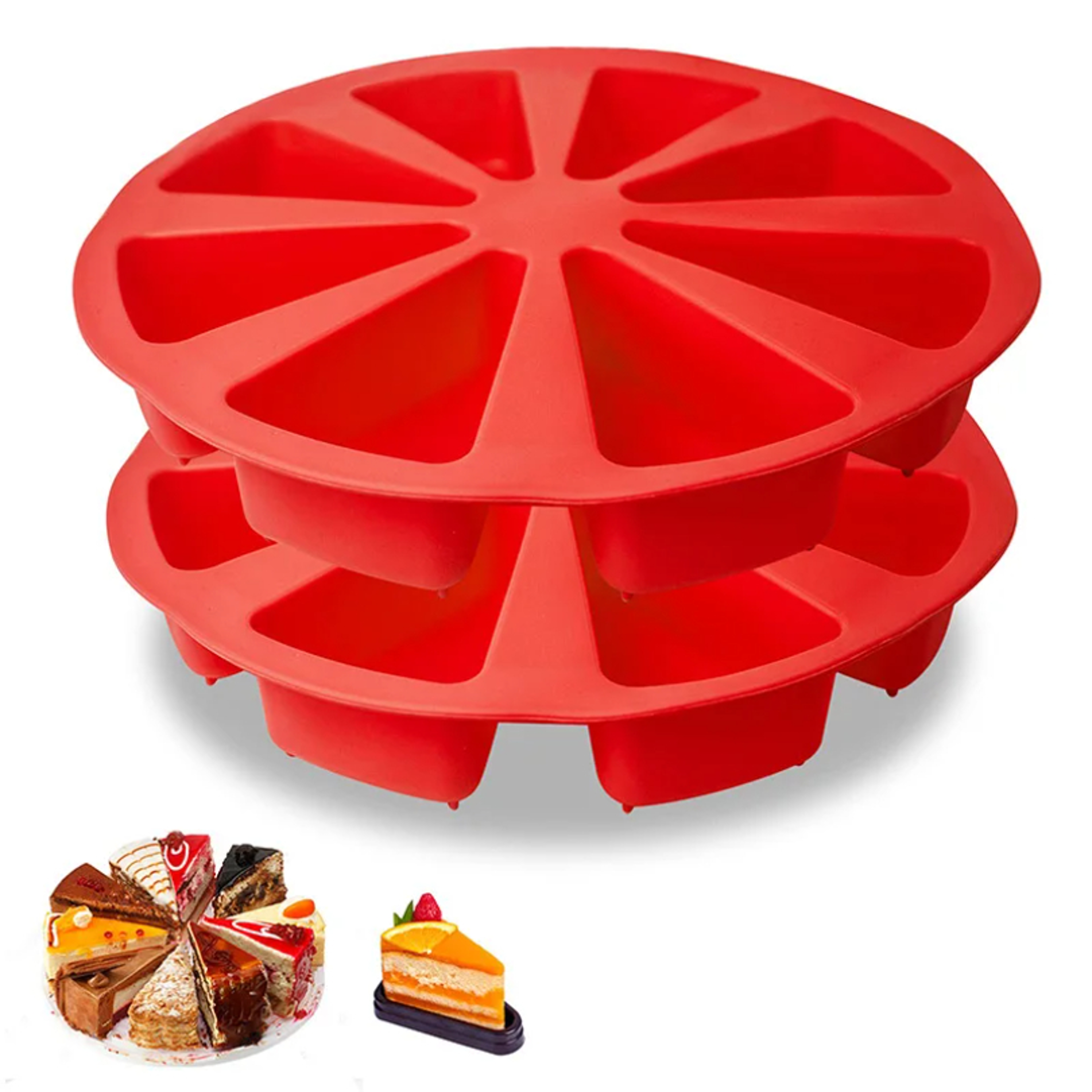 Cavity Silicone Cake Mold Triangle Portion Baking Pan For Cakes Pizza Slices  Desserts 0