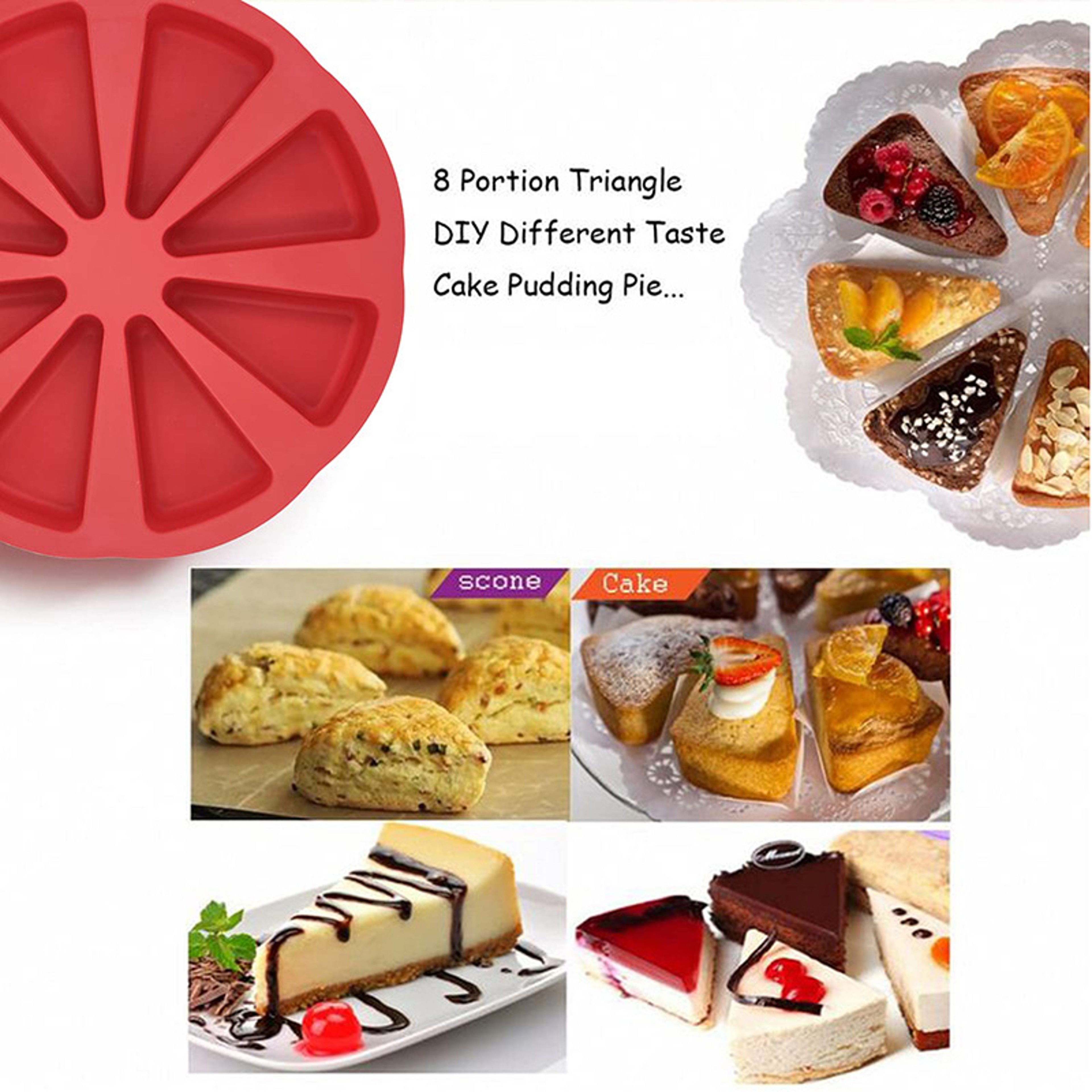 Cavity Silicone Cake Mold Triangle Portion Baking Pan For Cakes Pizza Slices  Desserts 2