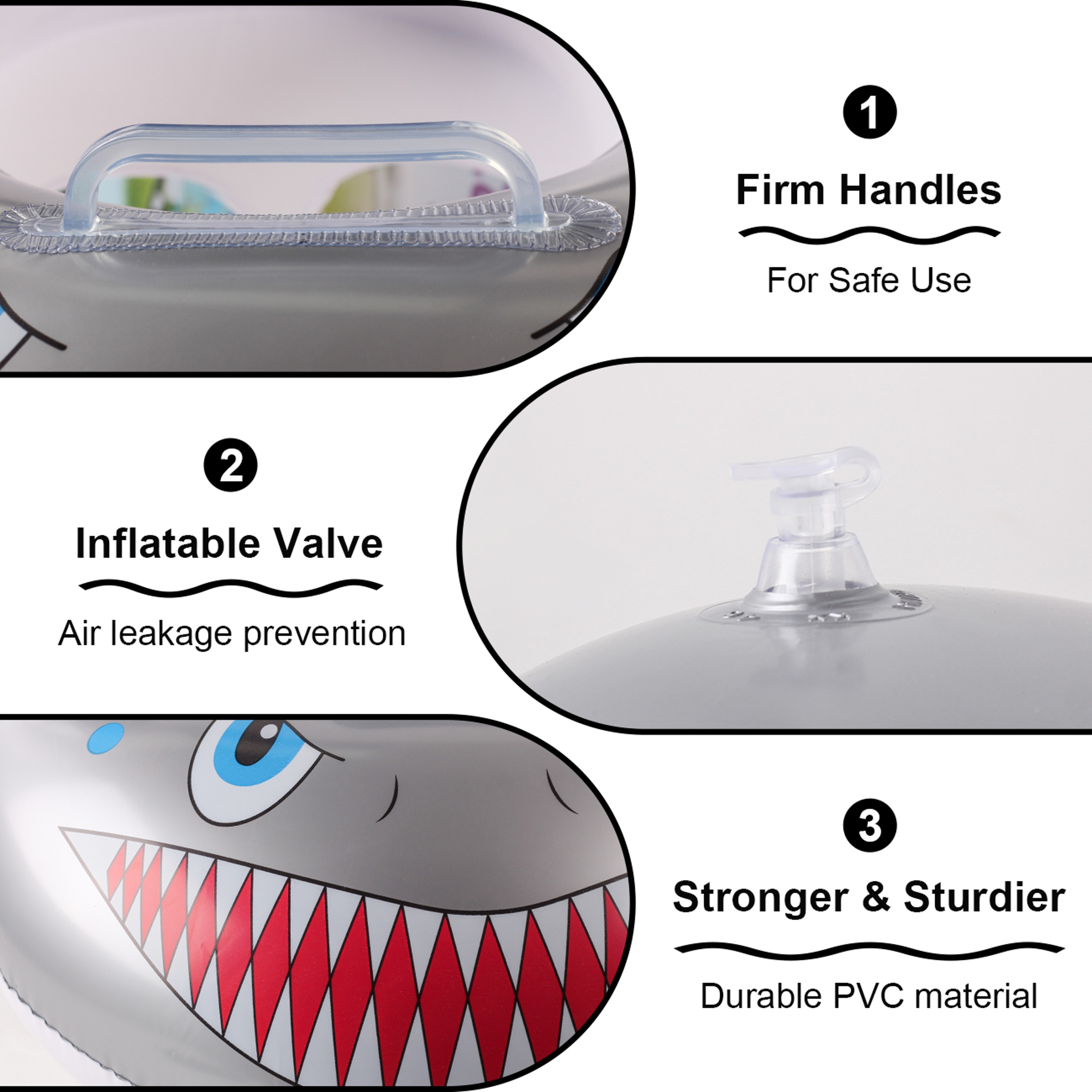 Grey Shark Swim Ring Kids Pool Float For Beach And Pool Fun 2