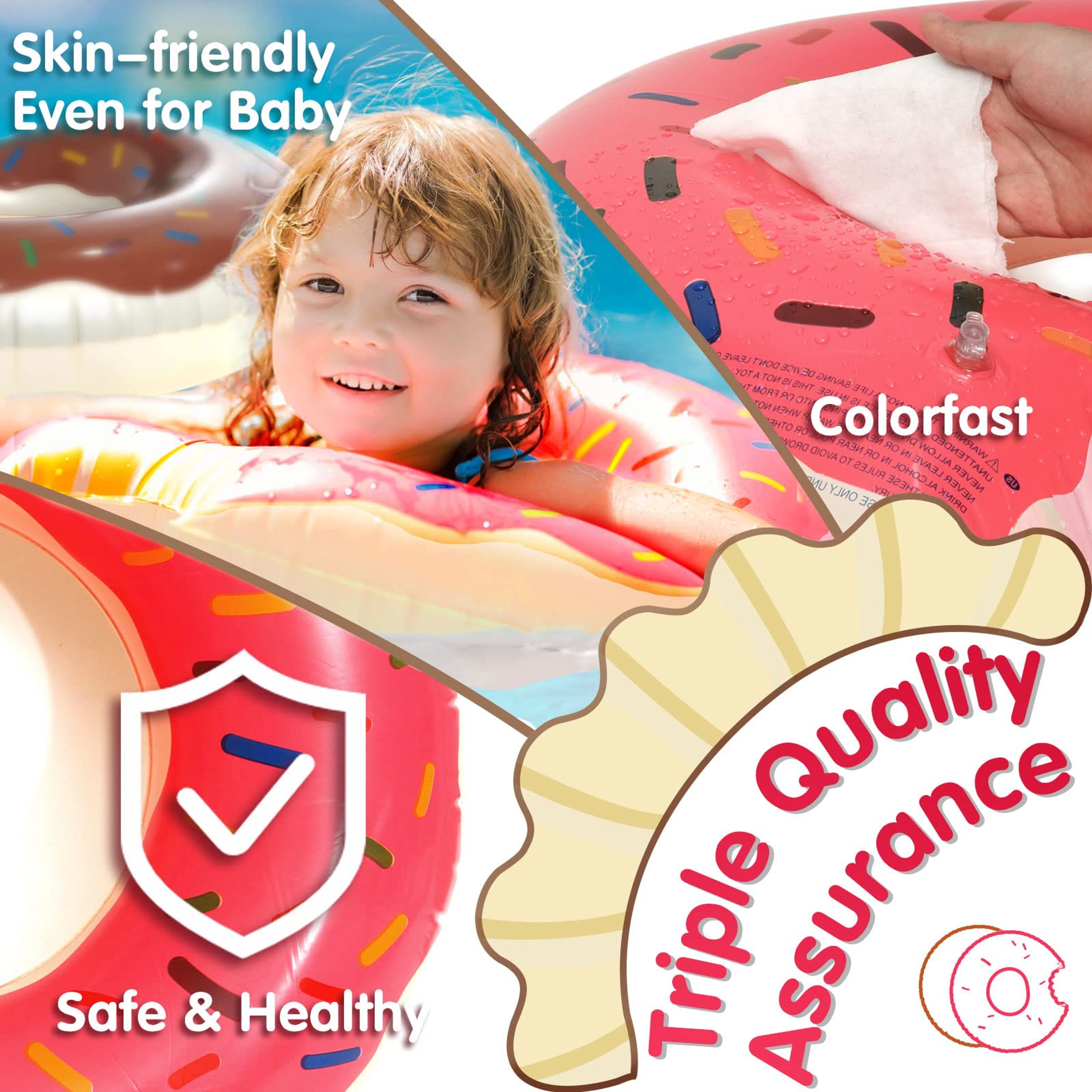 Sweet Sprinkle Inflatable Pool Float Donut Swim Ring For Kids  Adults 3