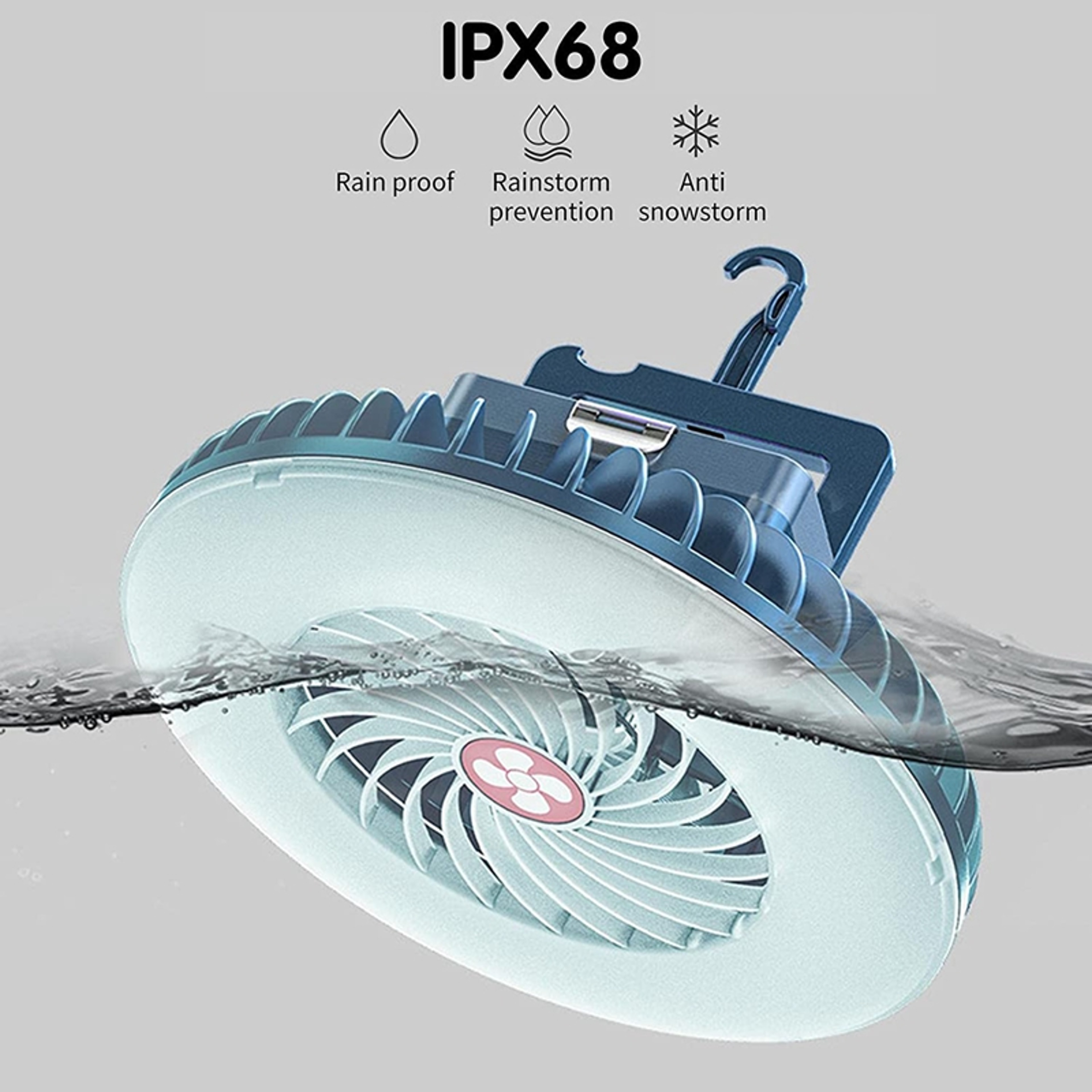 Portable Rechargeable Camping Fan With LED Light For Tent Travel And Emergency Use 4