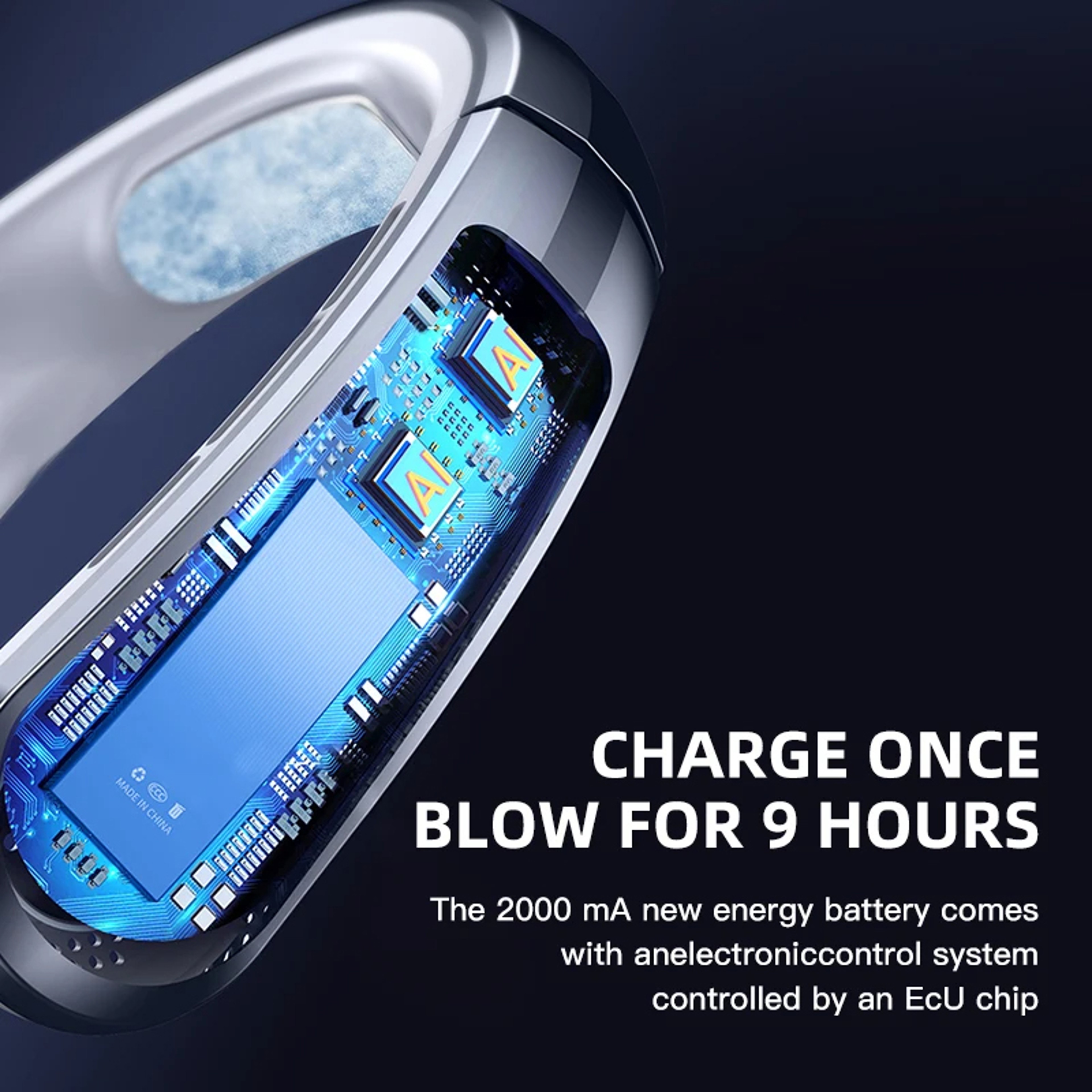 Bladeless Neck Fan Portable USB Rechargeable Hands Free Cooling Fan With Digital Display 2