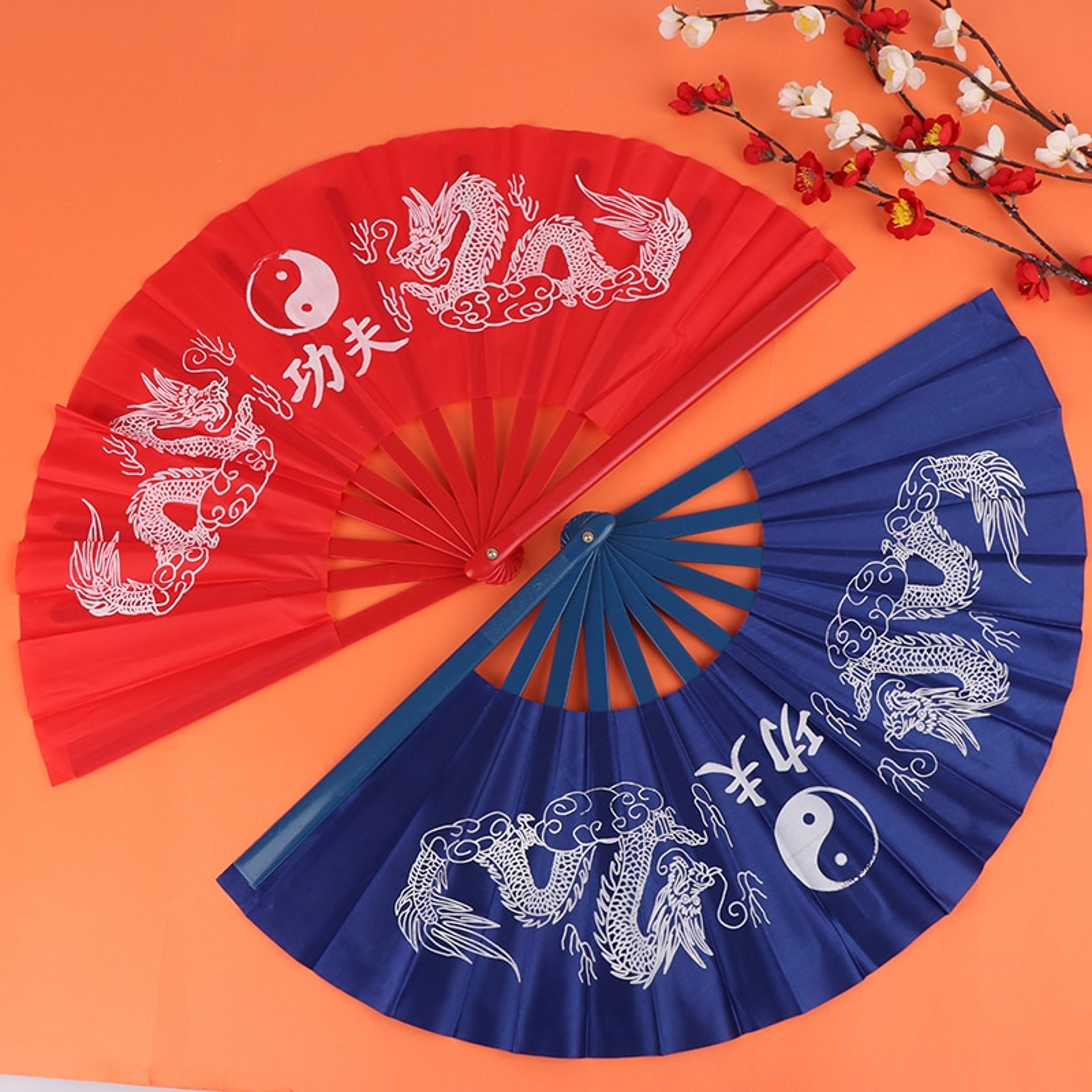 Japanese Dragon Folding Fan Large Kung Fu Fan for Dance, Martial Arts, Cosplay & Decor – view 4