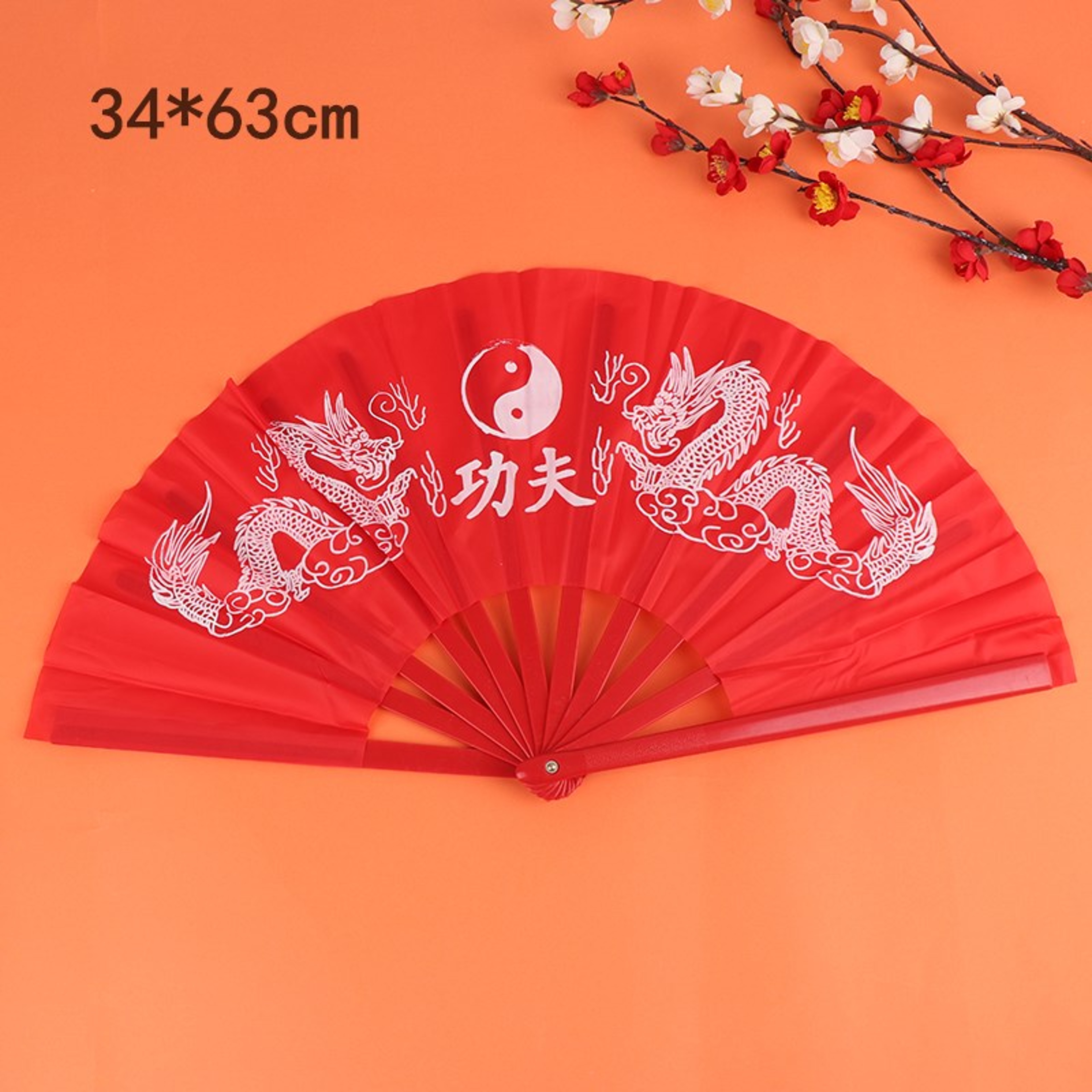 Japanese Dragon Folding Fan Large Kung Fu Fan for Dance, Martial Arts, Cosplay & Decor – view 7