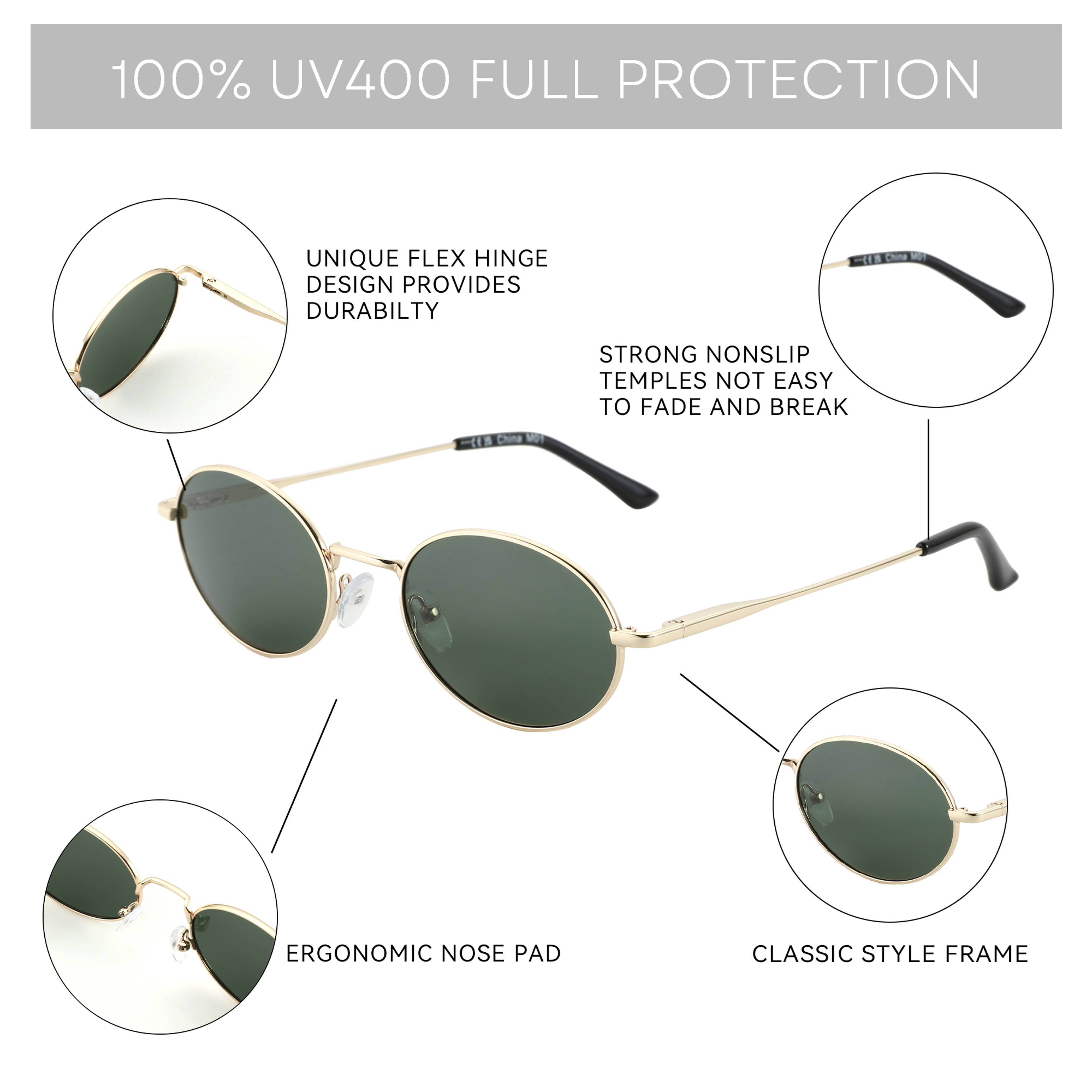 Retro Oval Polarized Sunglasses Vintage Small Oval Shades 1