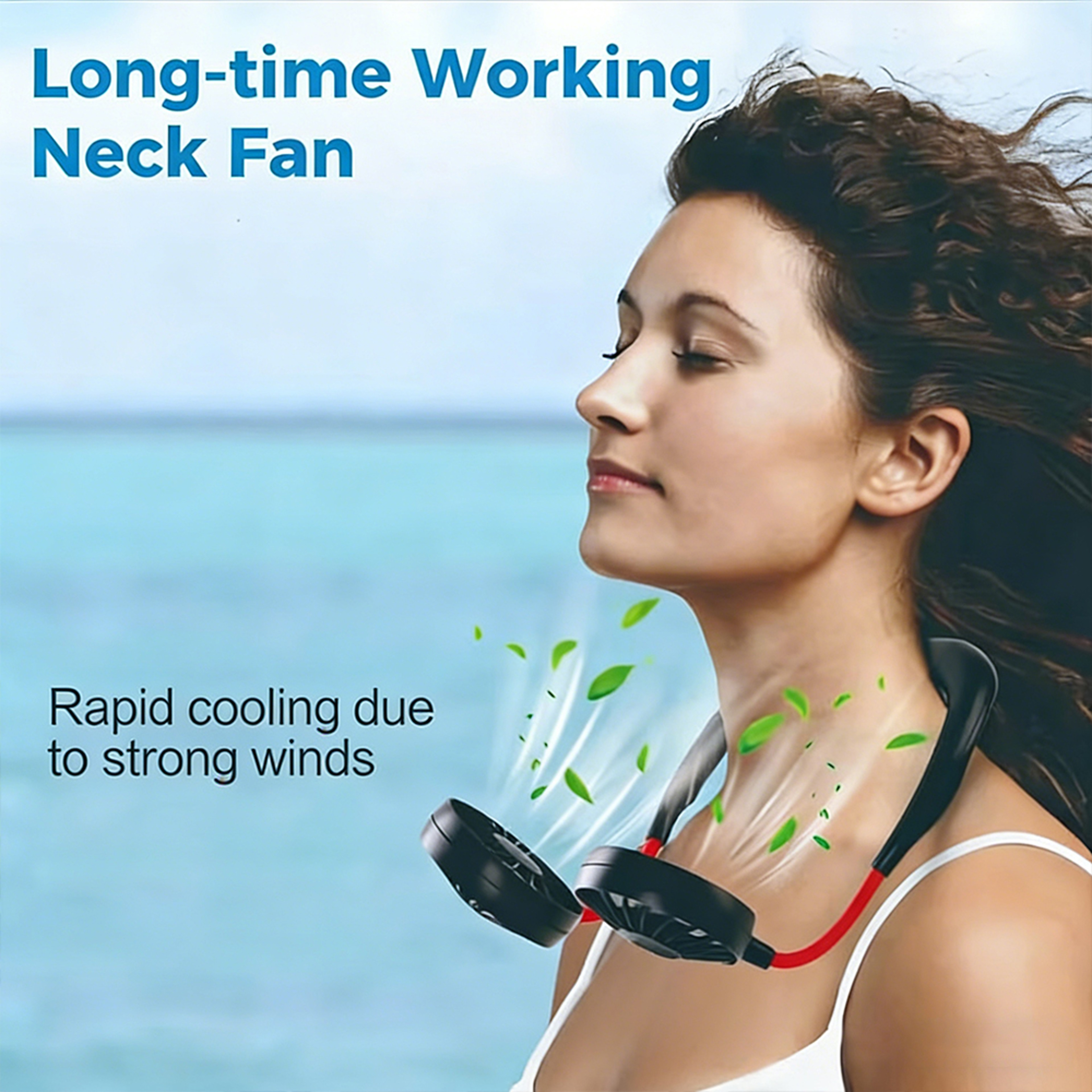 Portable Neck Fan Rechargeable Hands Free Wearable Cooling Fan With Dual Adjustable Speed Airflow 2
