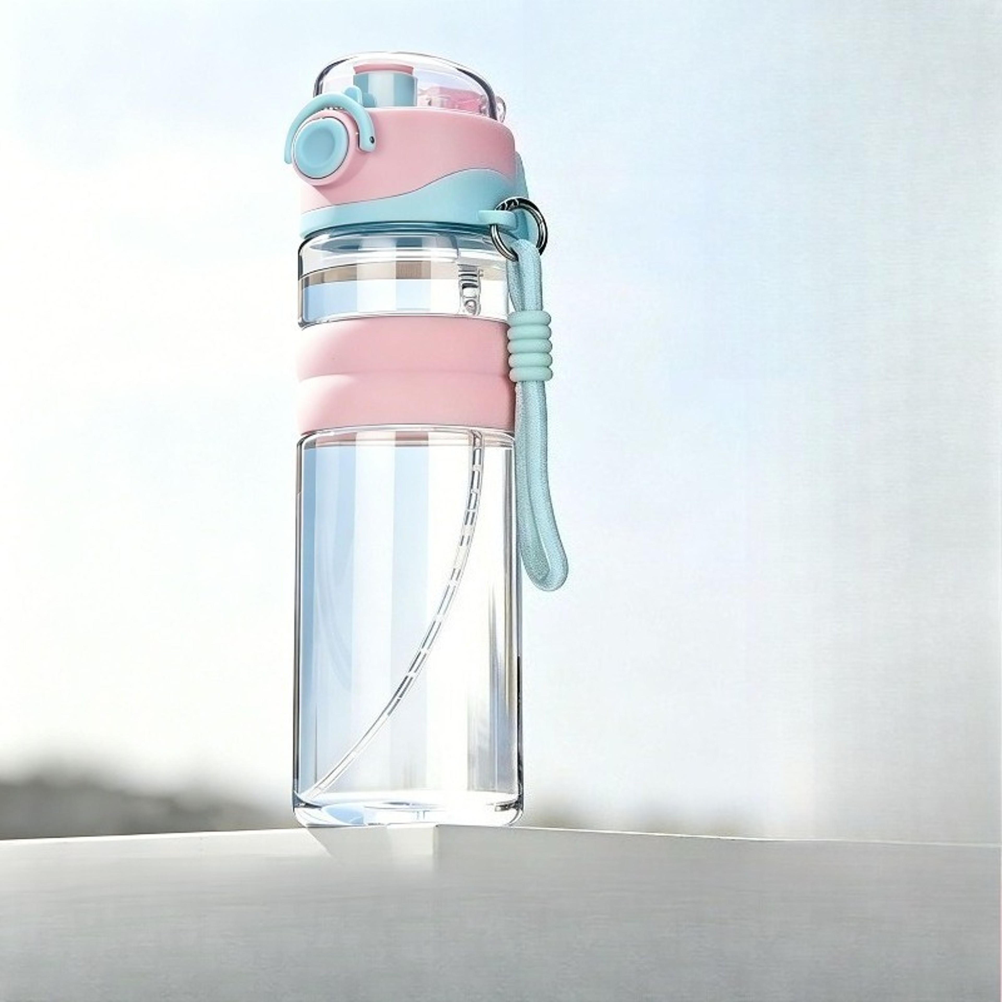 Cooling Mist Sports Water Bottle With Spray Large Capacity Portable Hydration Cup With Strap 6