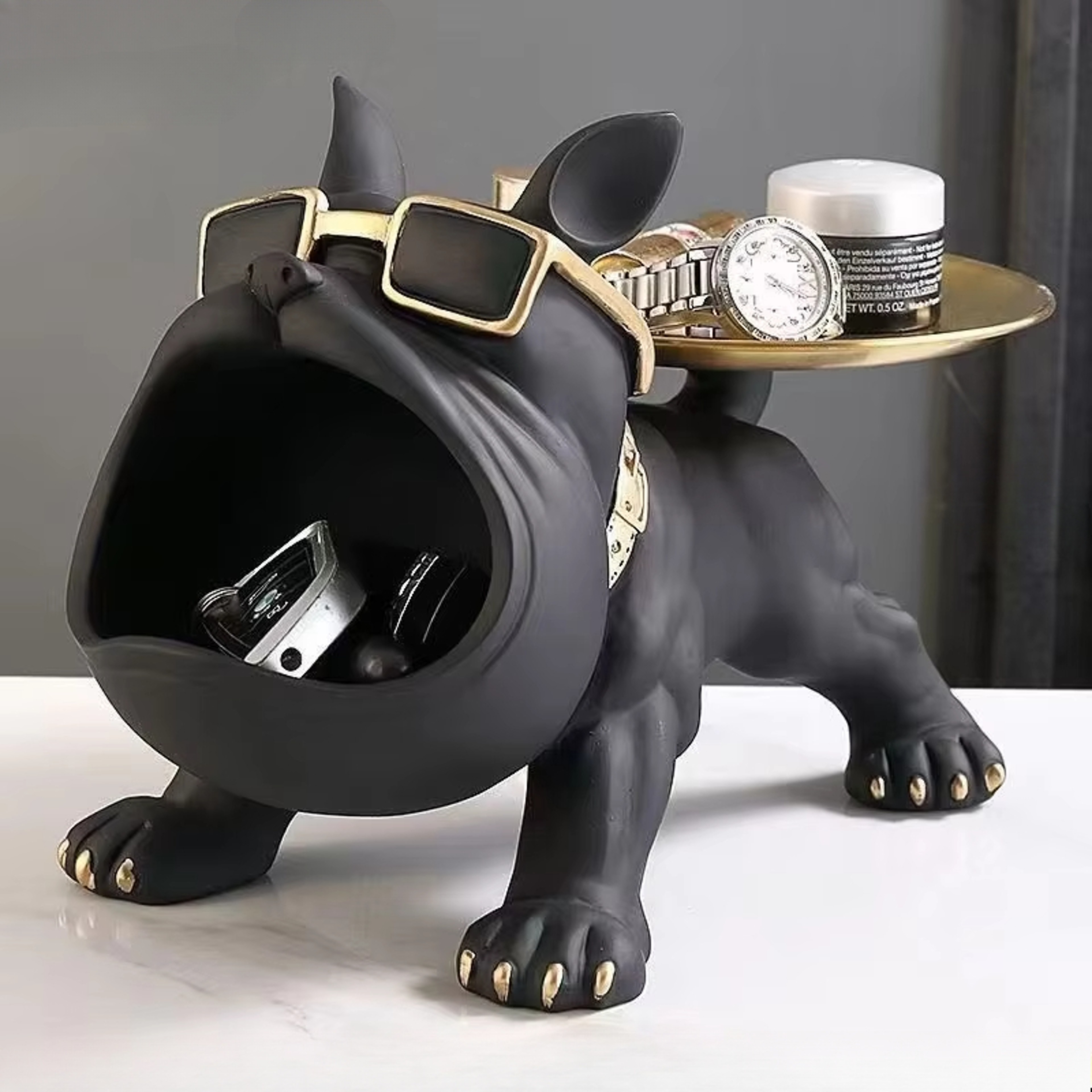 Home Decor Bulldog Figurine Resin Dog Statue Storage Box Animal Ornament Art Sculpture Puppy Figuri 0