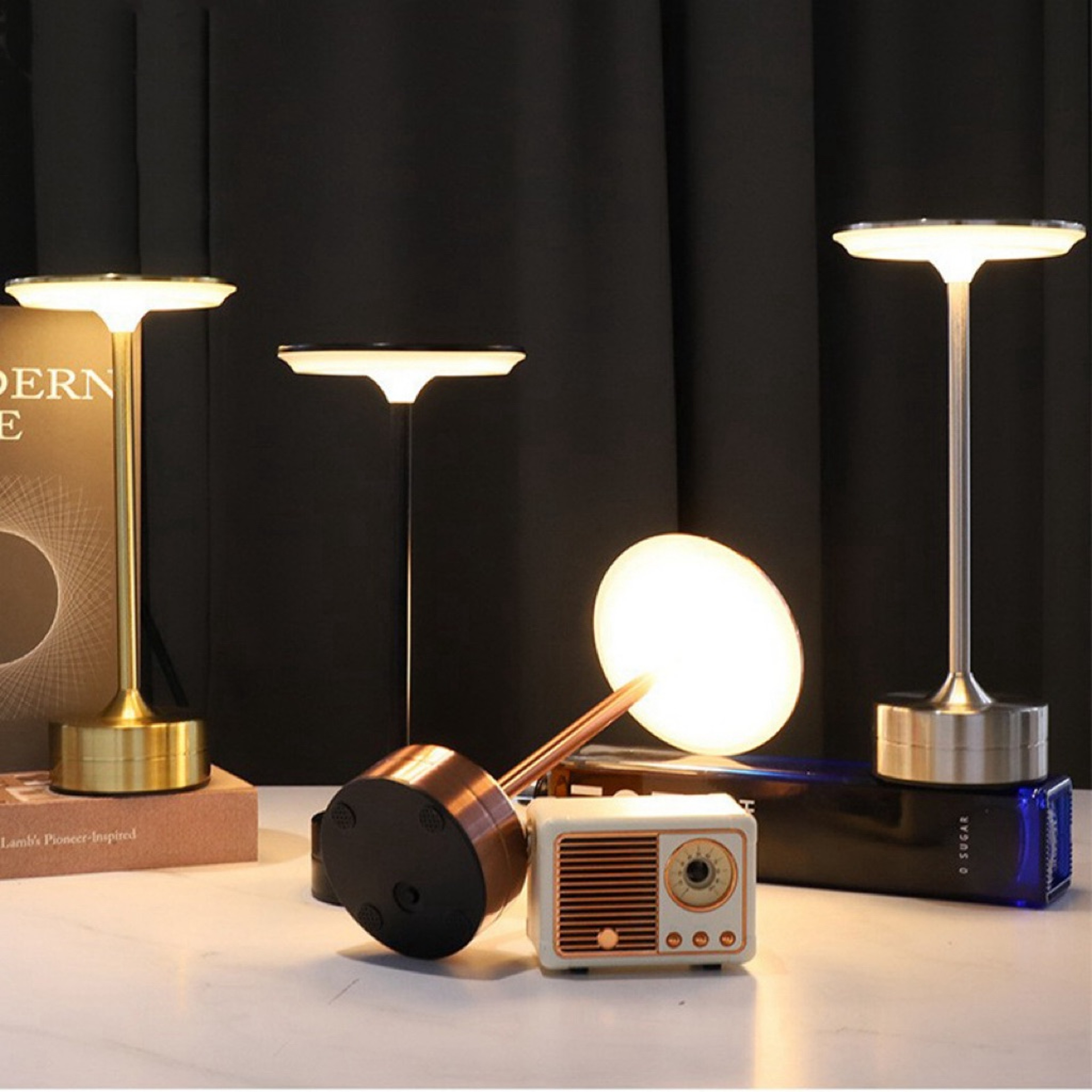 USB Rechargeable Table Lamp, Portable Wireless LED Night Light, Touch Sensor for Bedside Reading and Desktop Decor – view 1