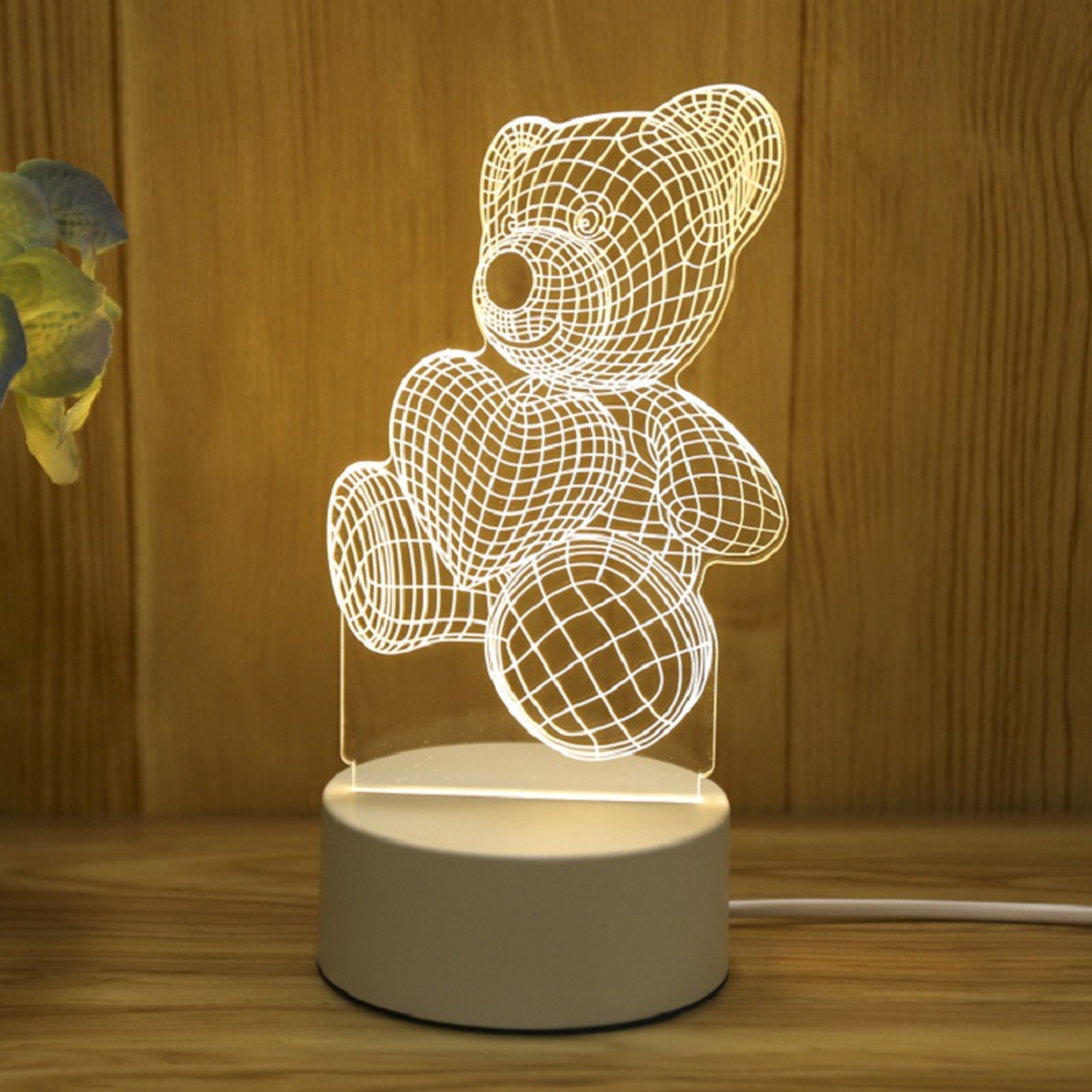 Creative 3D Bear Lamp, USB LED Night Light for Bedroom, Christmas Decor, Birthday Gift, Home Acrylic Decoration – view 7