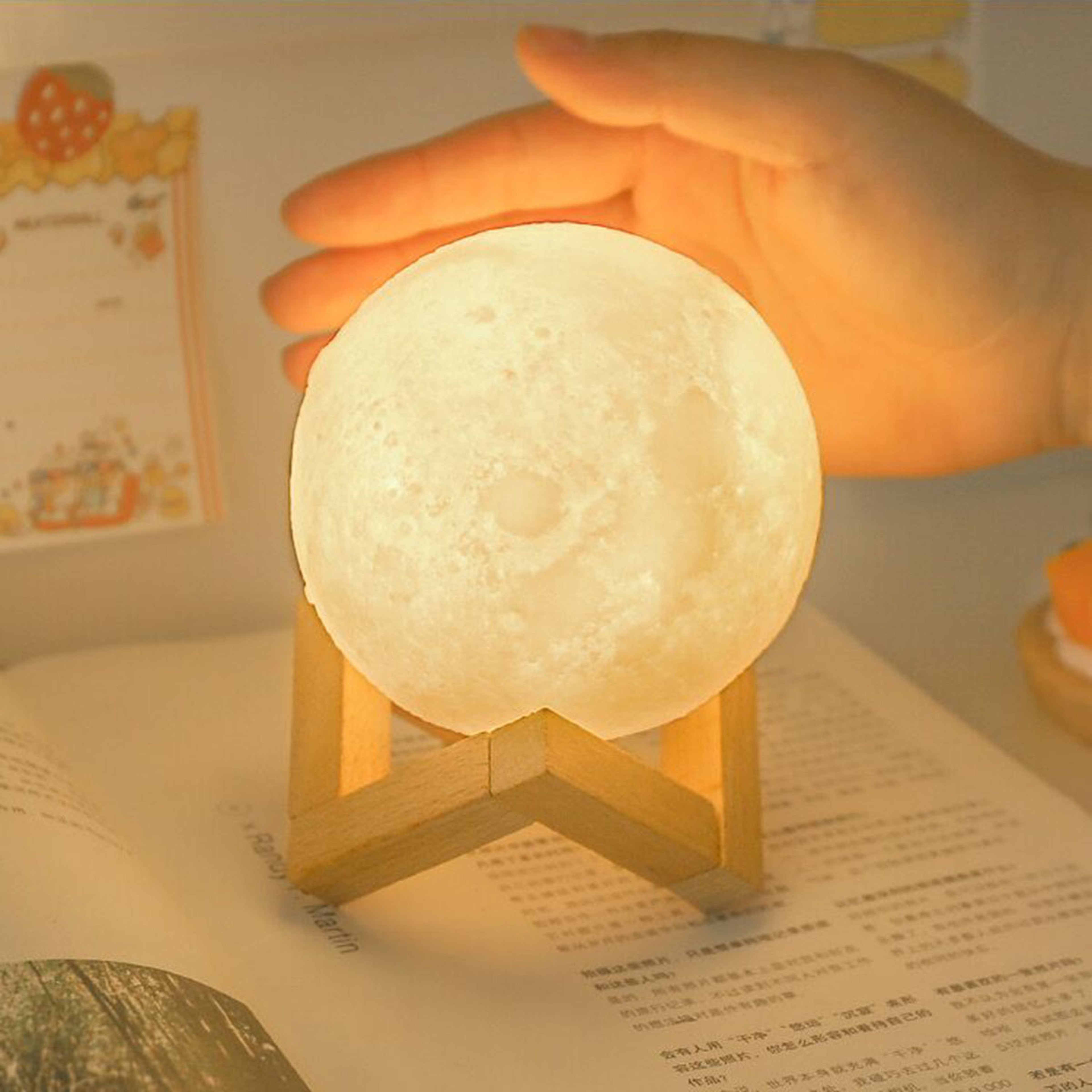 Moon Night Light, Romantic LED Moon Lamp, Soft Warm Ambience Light for Bedroom, Creative Gift Idea – view 3