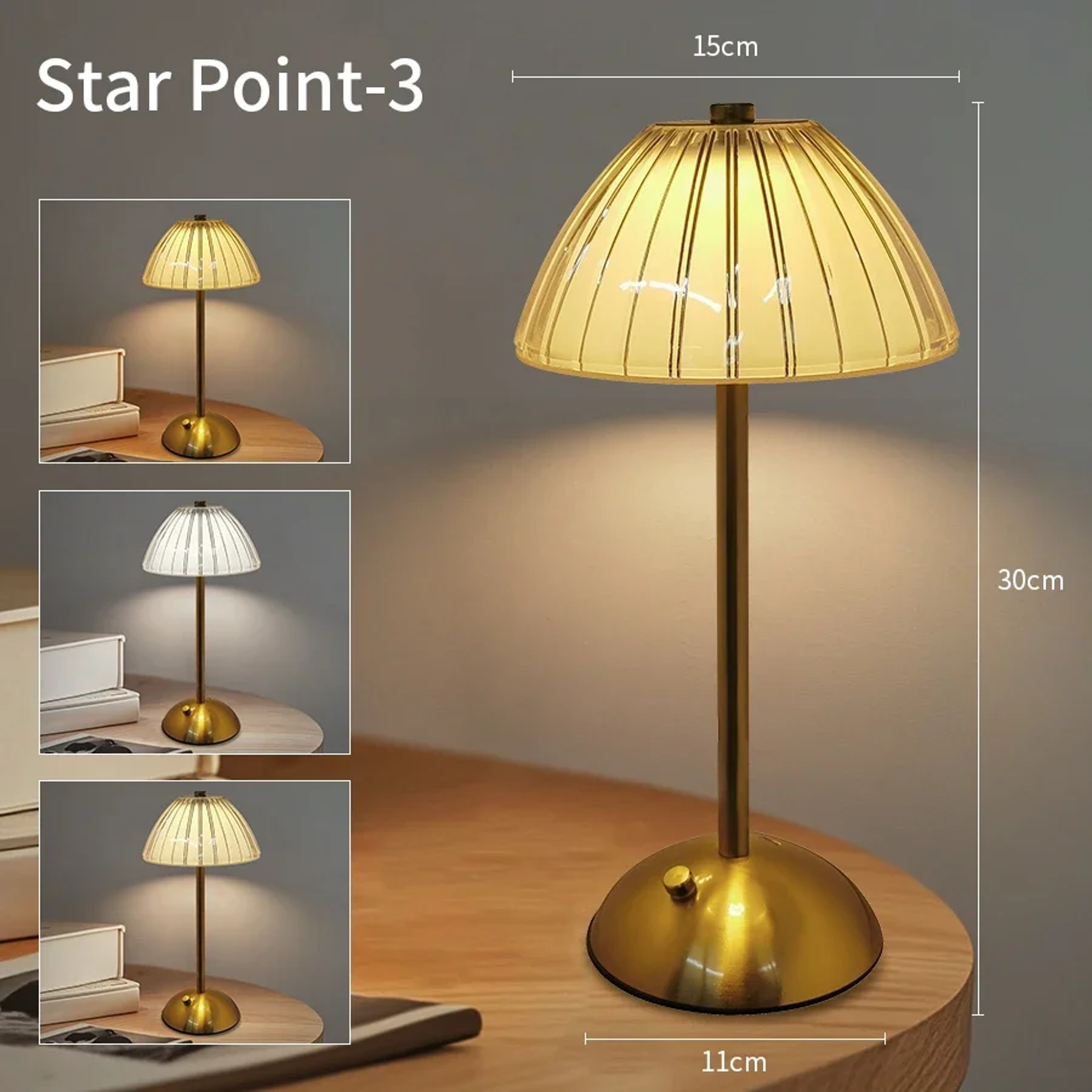 Rechargeable Crystal LED Table Lamp Touch Sensor Dimmable Desktop Night Light For Bedroom Bedside H 7