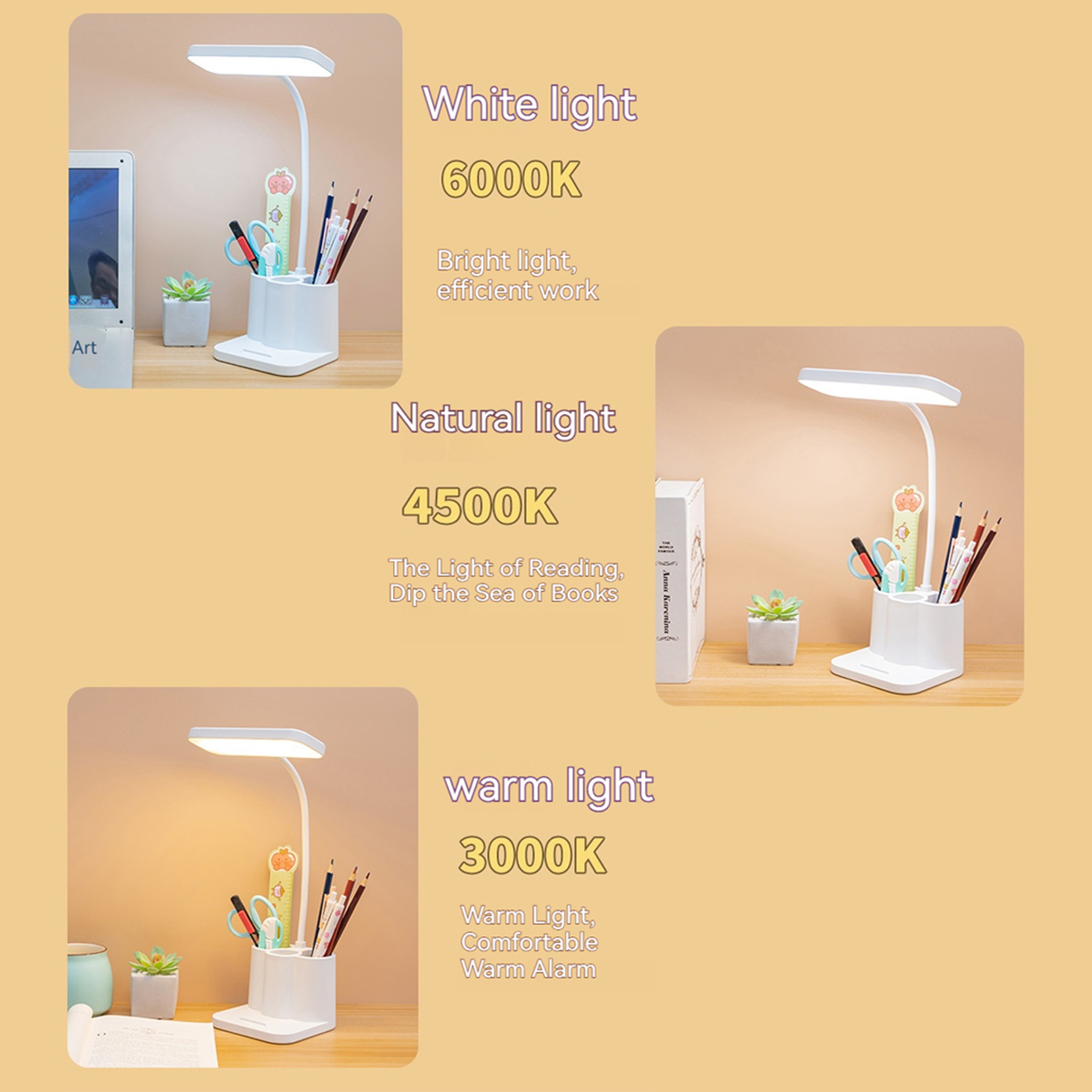 USB Desk Lamp Dimmable Eye Protection Reading Light Flexible Goose Neck For Bedroom Bedside Dormito 4