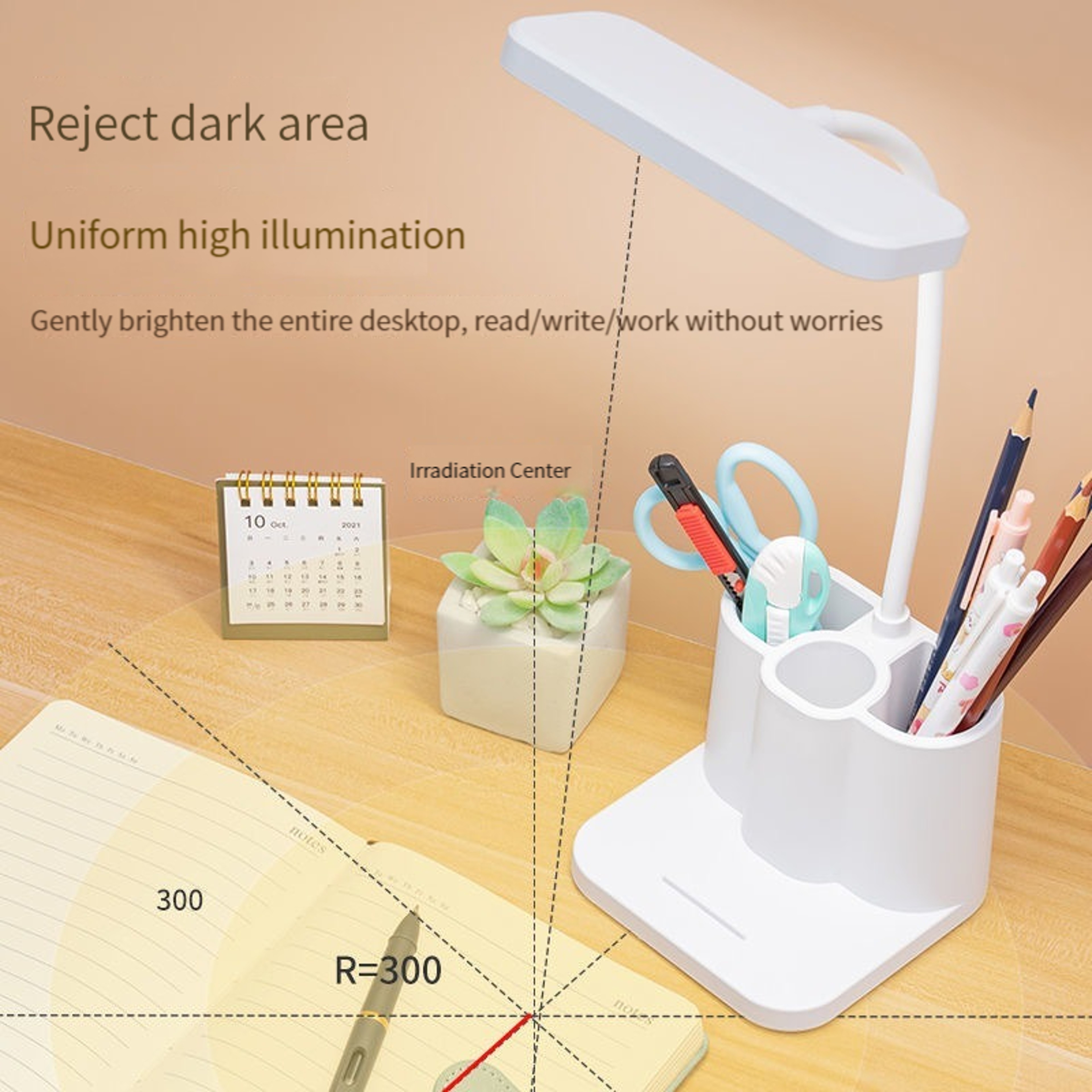 LED Multi Function Pen Holder Desk Lamp, with USB Connection for Phone Charging, Adjustable Brightness – view 4