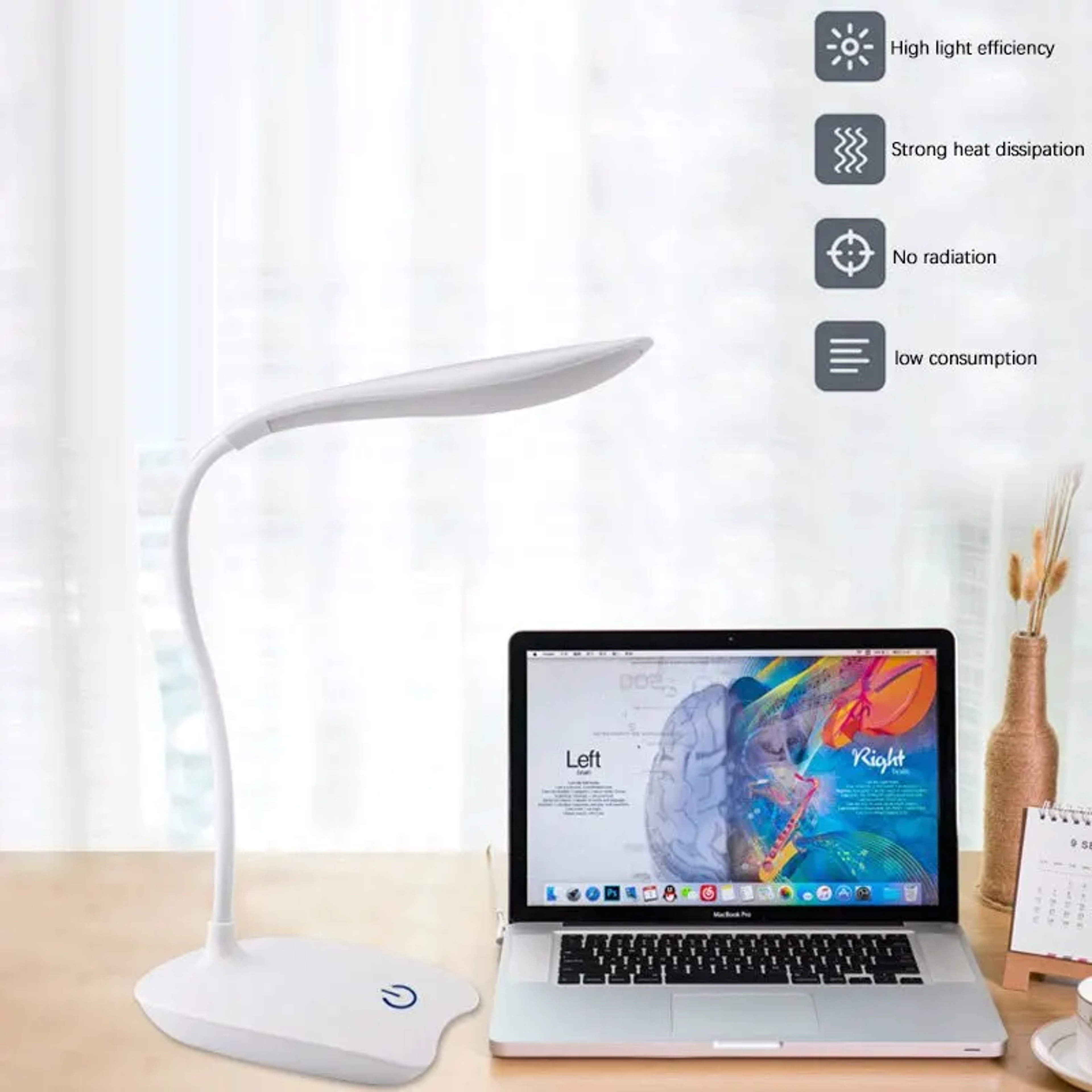 Rechargeable LED Desk Lamp Portable Touch Dimming Eye Care Night Light For Office Study And Bedside 2