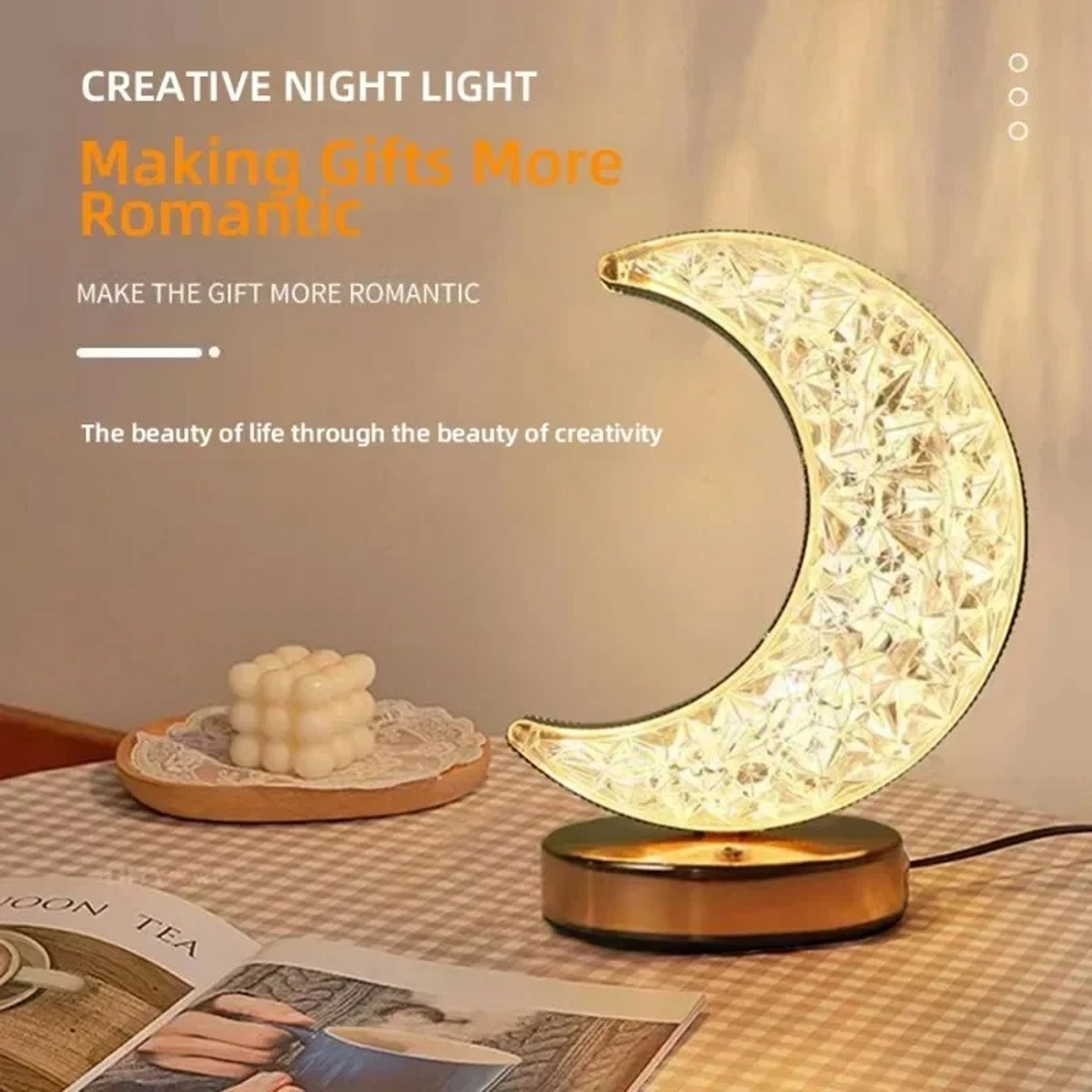 3D Moon Lamp, Touch Control Night Light, USB Bedside LED, Aesthetic Girls Room Decor, Home Ambient Table Light – view 6