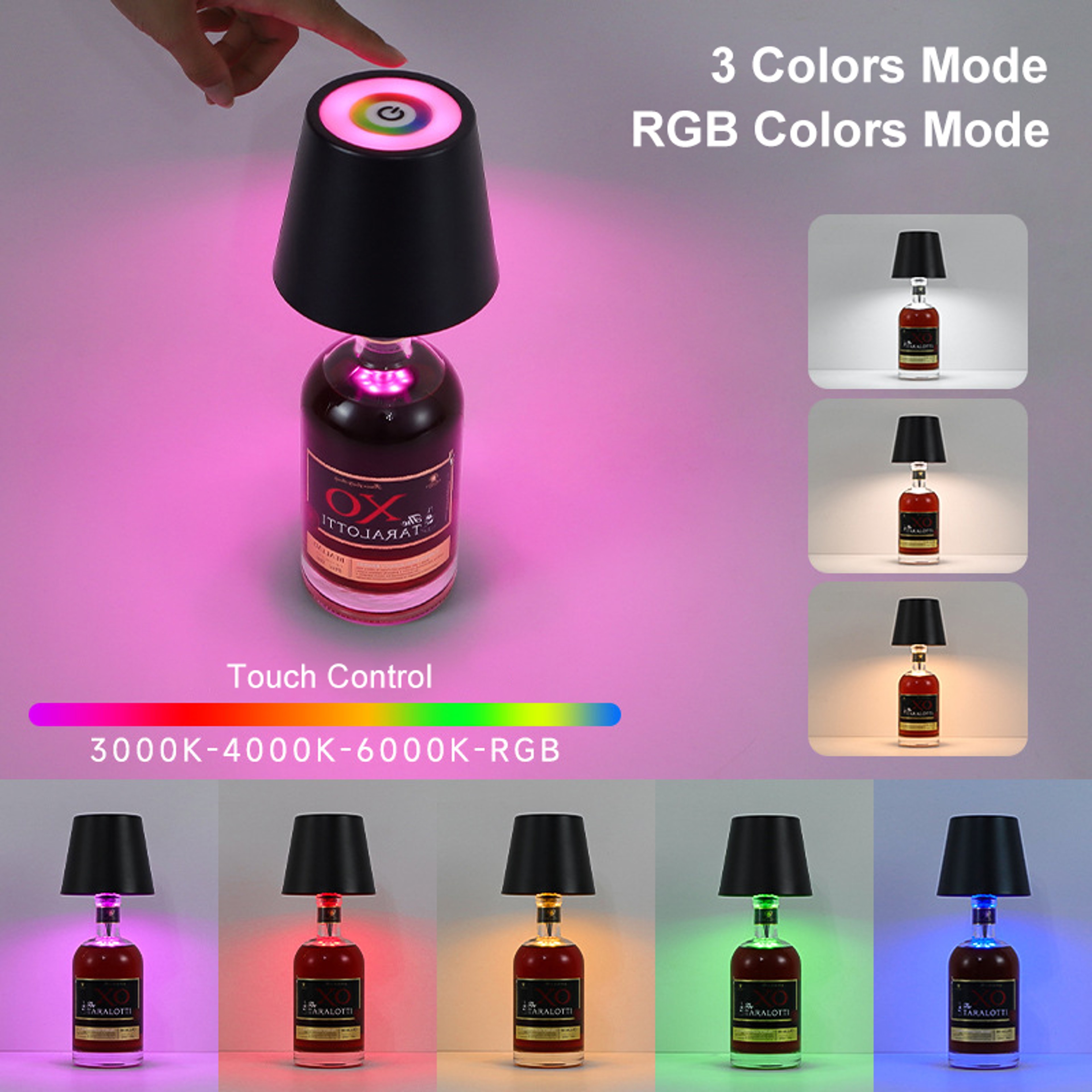 Wireless Table Lamp for Wine Bottles, LED Bottle Light with Touch Control, Ideal for Outdoor, Restaurants, Bars – view 1